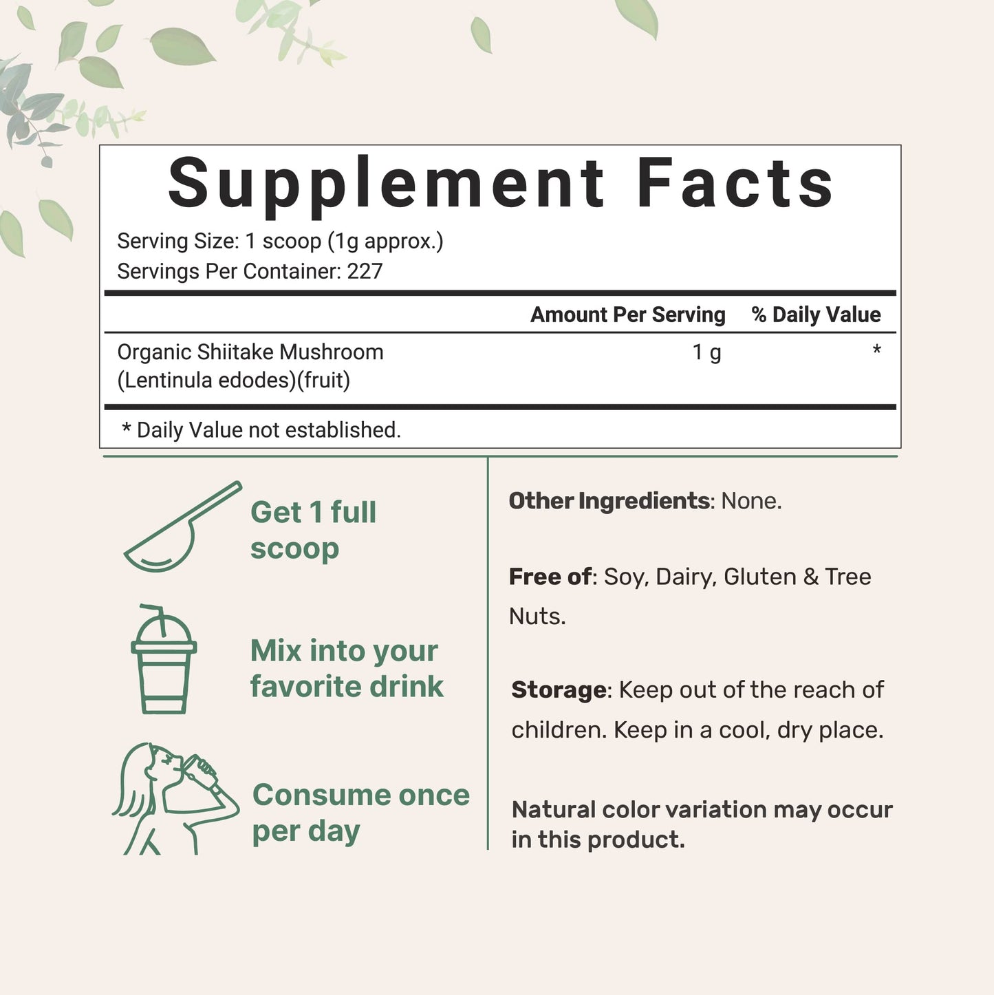 Pre-Order | Arrives in 5–10 Days – Micro Ingredients Organic Shiitake Mushrooms Powder, 8 Ounce, Made from The Finest Dried Shiitake Mushroom, Stronger Umami Flavor Than Fresh Mushrooms, Great for Sauce, Soup and Pasta