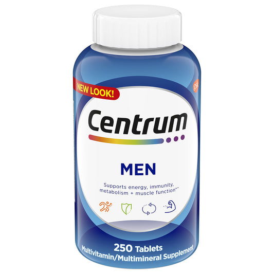 Pre-Order | Arrives in 5–10 Days – Centrum Multivitamin for Men, Multivitamin/Multimineral Supplement with Vitamin D3, B Vitamins and Antioxidants, Gluten Free, Non-GMO Ingredients - 250 Count