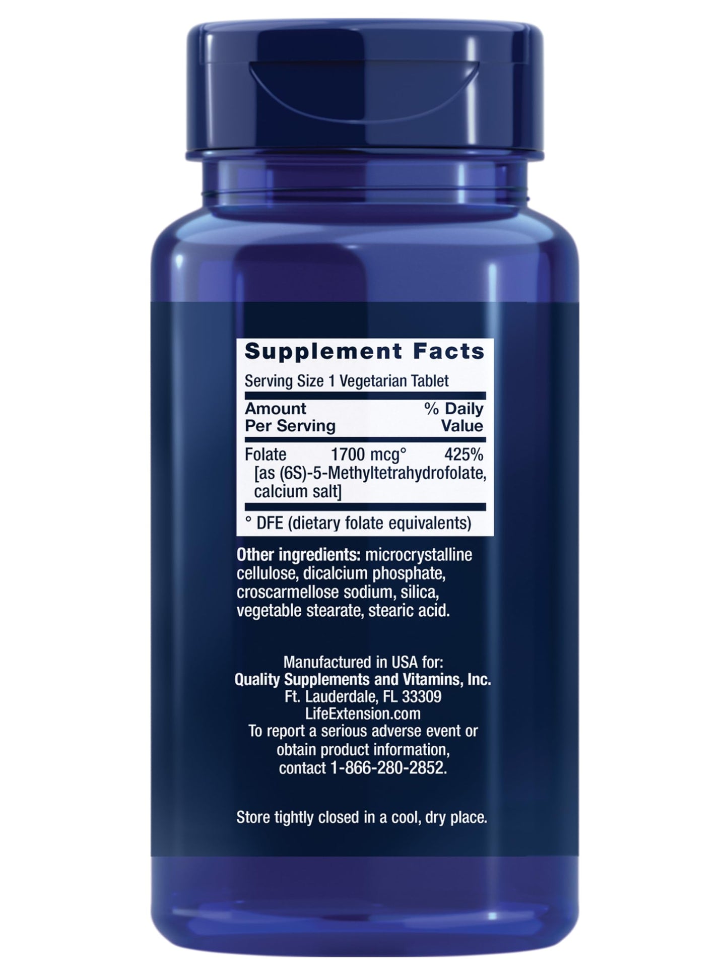 Pre-Order | Arrives in 5–10 Days – Life Extension Optimized Folate – L-methylfolate – Heart & Brain Support, Healthy Homocysteine Levels – Non-GMO, Gluten-Free, Vegetarian – 1700 mcg DFE, 100 Vegetarian Tablets