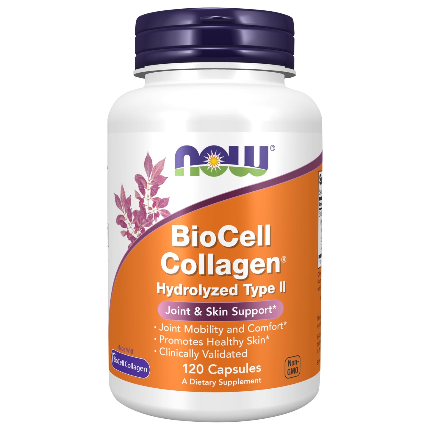 Pre-Order | Arrives in 5–10 Days – NOW Foods Supplements, BioCell Collagen® Hydrolyzed Type II, Clinically Validated, 120 Veg Capsules