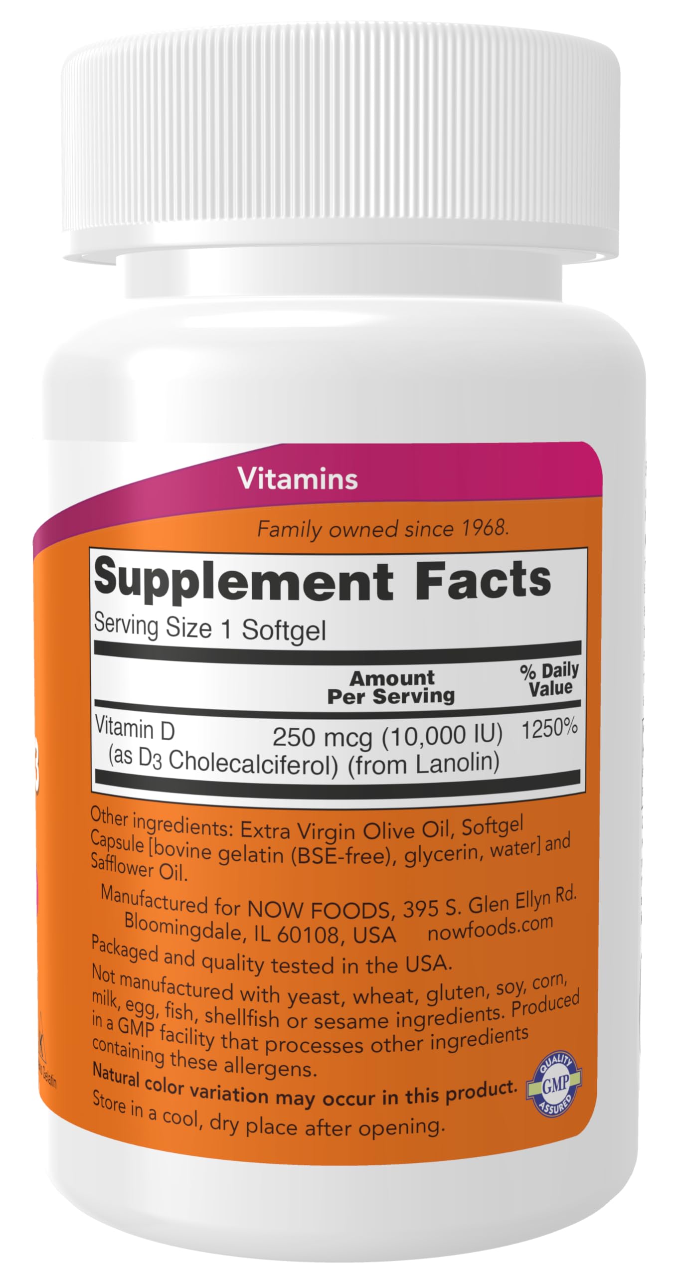 Pre-Order | Arrives in 5–10 Days – NOW Foods Supplements, Vitamin D-3 10,000 IU, Highest Potency, Structural Support*, 120 Softgels