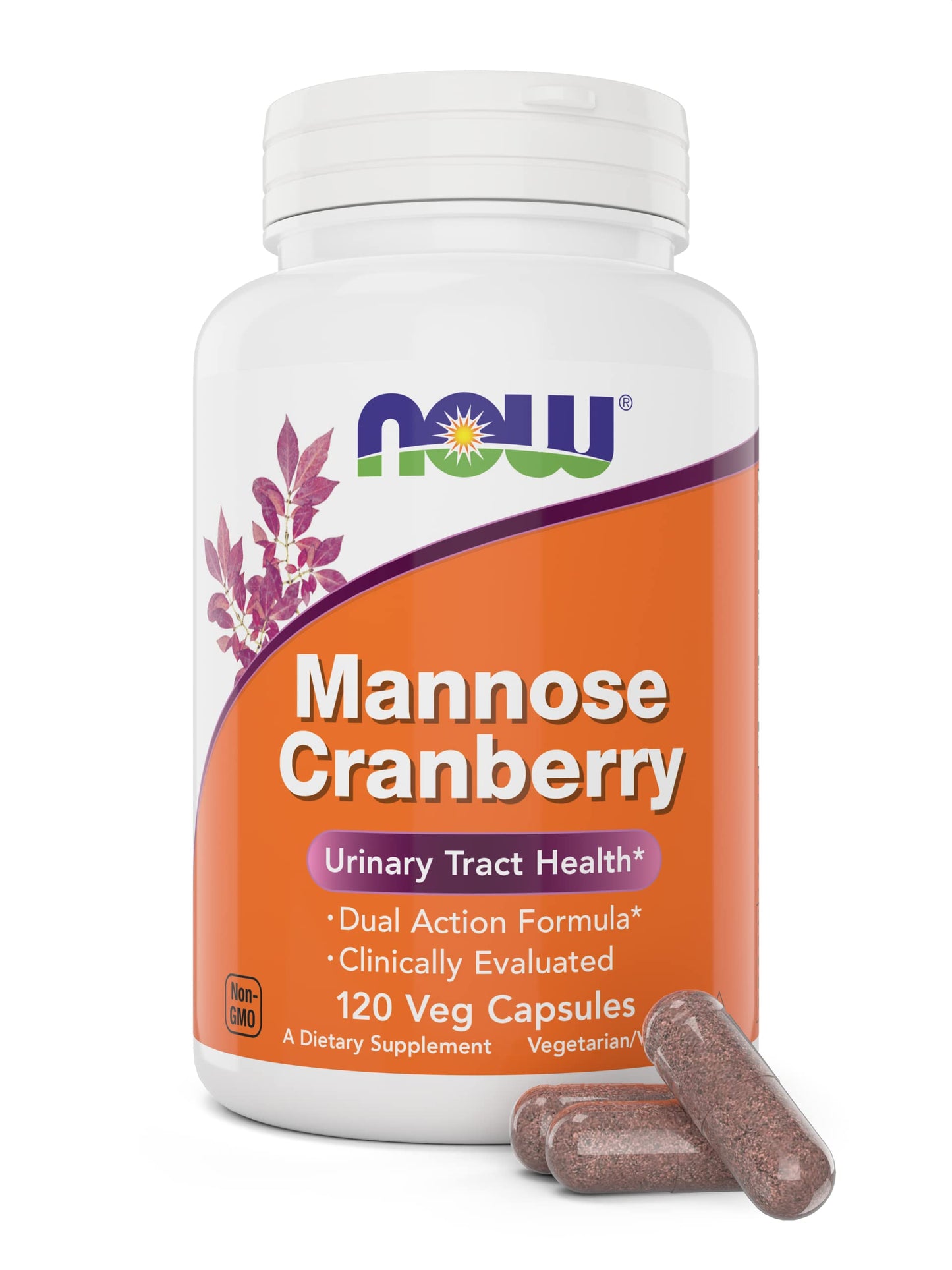 Pre-Order | Arrives in 5–10 Days – NOW Foods Mannose Cranberry, 120 Veg Capsules - with PAC - 450mg dMannose, 250mg Whole Cranberry - Bladder Cleanse and Urinary Tract Health* - Vegan Friendly Supplement, Non-GMO