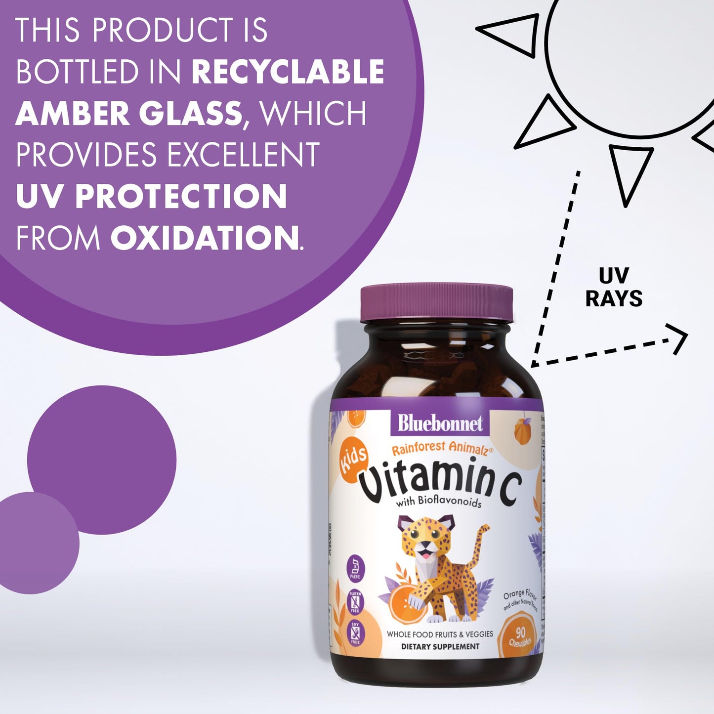 Pre-Order | Arrives in 5–10 Days – Bluebonnet Nutrition Rainforest Animalz Vitamin C Animal Shape Chewable Tablets, 250mg of Vitamin C, Soy-Free, Gluten-Free, Kosher Certified, Dairy-Free, Vegan, 90 Tablets, 45 Servings, Orange Flavor