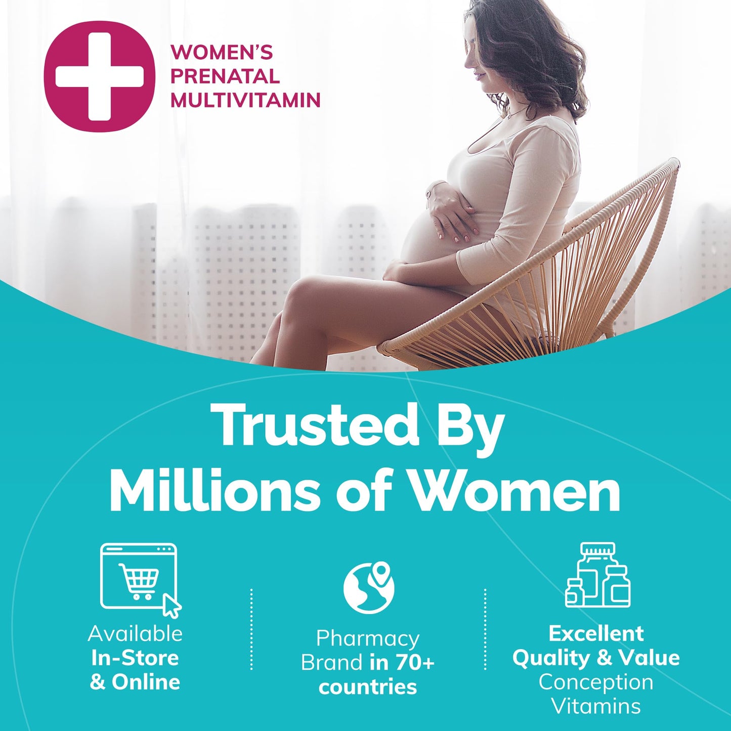 Pre-Order | Arrives in 5–10 Days – Conceive Plus Prenatal Vitamins for Women Supplement - Multivitamin With Folic Acid for Pregnancy Vegan, Choline, Iron - Pre Natal Vitamins DHA, Non GMO - Maternity Vitamin for Brain & Eye 60 Capsules