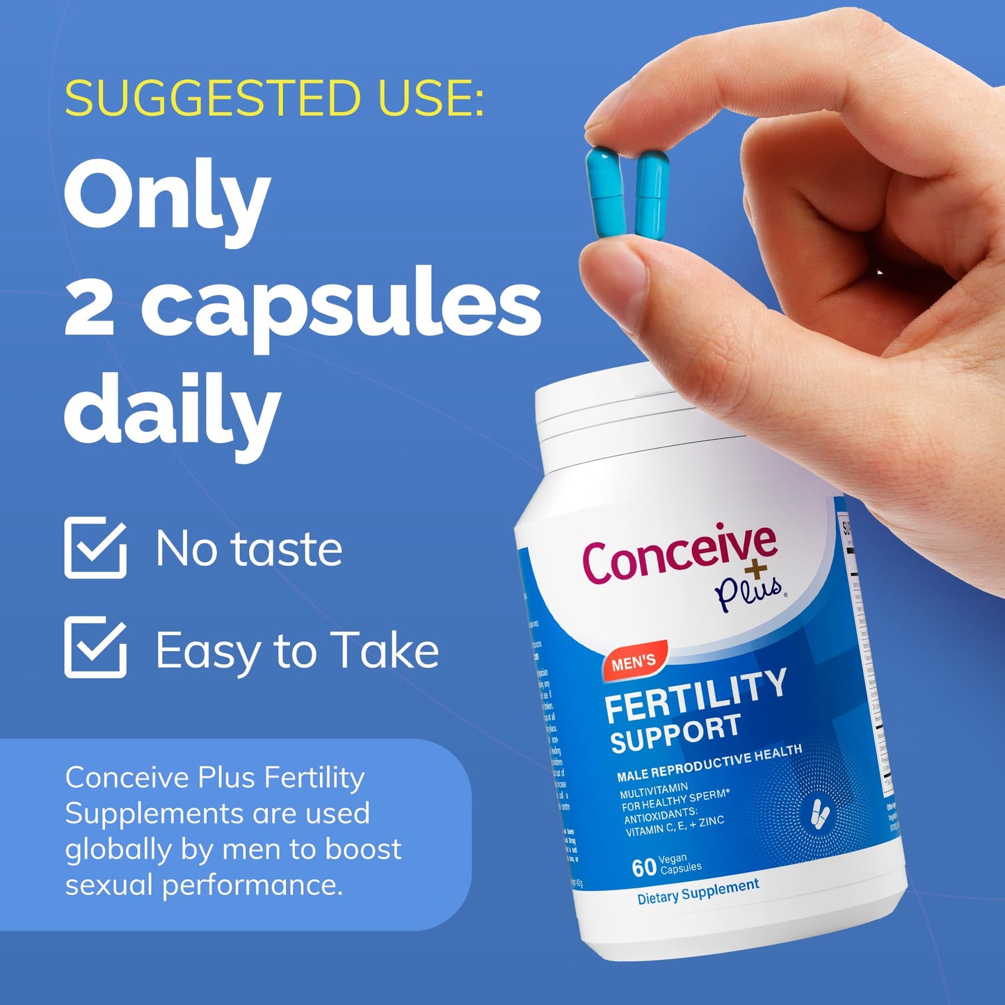 Pre-Order | Arrives in 5–10 Days – CONCEIVE PLUS Men's Fertility Support | Male Fertility Supplement for Healthy Sperm, Daily Multivitamin for Men with Vitamin C, Vitamin E, Selenium, Zinc, 30 Days
