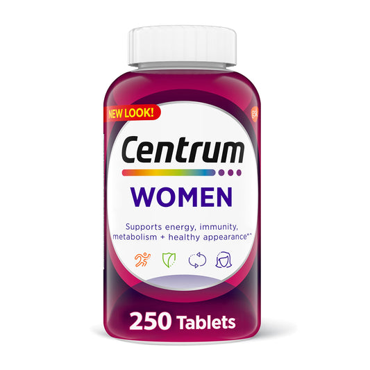 Pre-Order | Arrives in 5–10 Days – Centrum Multivitamin for Women, Multivitamin/Multimineral Supplement with Iron, Vitamin D3, B Vitamins and Antioxidant Vitamins C and E, Gluten Free, Non-GMO Ingredients - 250 Count
