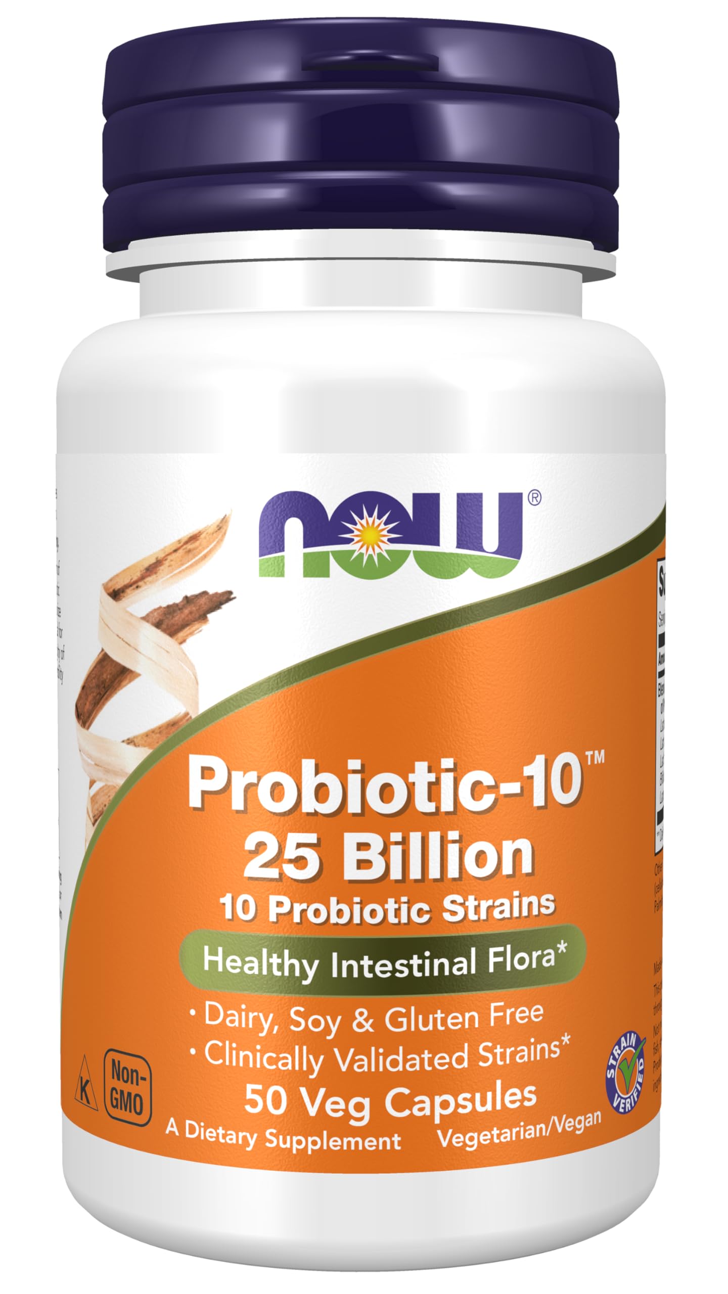 Pre-Order | Arrives in 5–10 Days – NOW Foods Supplements, Probiotic-10™, 25 Billion, with 10 Probiotic Strains, Dairy, Soy and Gluten Free, Strain Verified, 50 Veg Capsules