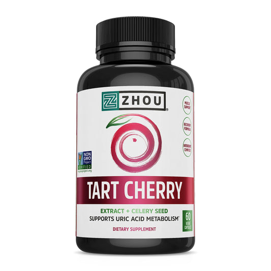 Pre-Order | Arrives in 5–10 Days – Zhou Tart Cherry Extract + Celery Seed - Tart Cherry Capsules for Men & Women, Tart Cherry Concentrate Pills for Sleep & Uric Acid Cleanse, 1000mg Per Pill - 60 Veggie Capsules (Pack of 1)