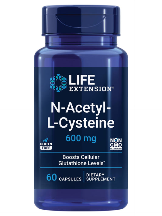 Pre-Order | Arrives in 5–10 Days – Life Extension N-Acetyl-L-Cysteine (NAC), Immune Response, Respiratory Health, Liver Health, NAC 600 mg, antioxidant Defense, Free radicals, Easy to Absorb, 60 Capsules