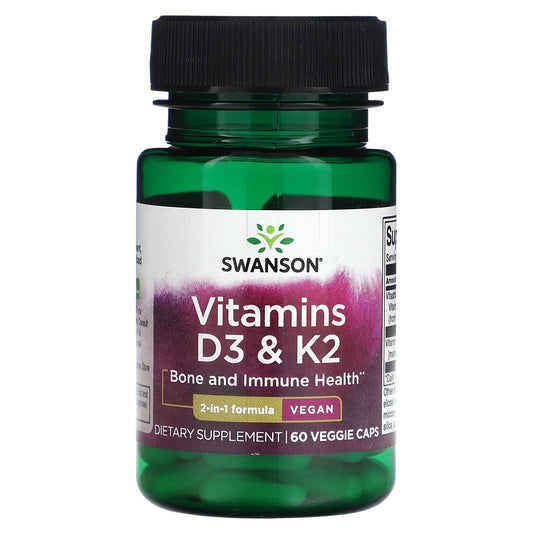 Pre-Order | Arrives in 5–10 Days – Swanson
Vitamins D3 & K2, 60 Veggie Caps