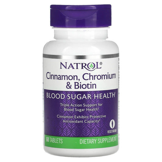 Pre-Order | Arrives in 5–10 Days – Natrol
Cinnamon, Chromium & Biotin, 60 Tablets
