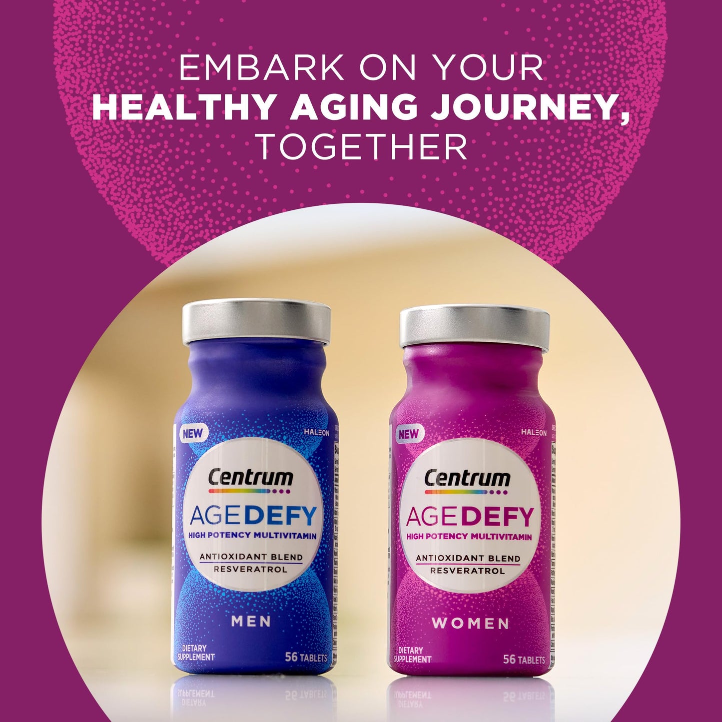 Pre-Order | Arrives in 5–10 Days – Centrum Age Defy for Women, All-in-1 High Potency Multivitamin + Healthy Aging Supplement, Multivitamin Blend with Resveratrol, and Niacin for NAD+ Level Support, Aluminium Bottle, 56 Tablets