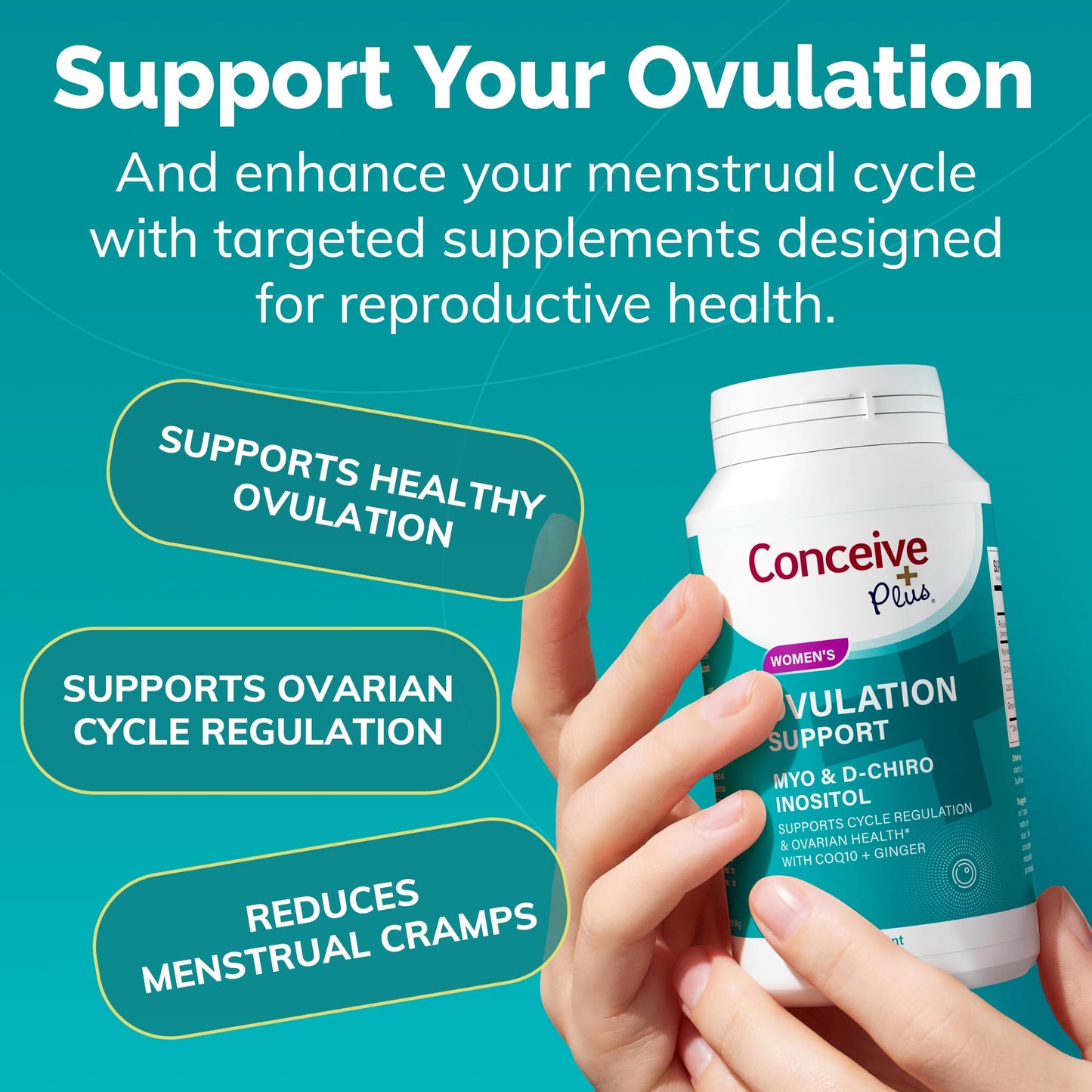Pre-Order | Arrives in 5–10 Days – CONCEIVE PLUS Ovulation Support - Inositol Supplement | Myo-Inositol & D-Chiro Supplements | Hormone Balance for Women | COQ10, Folic Acid, Ginger | 30 Day Supply