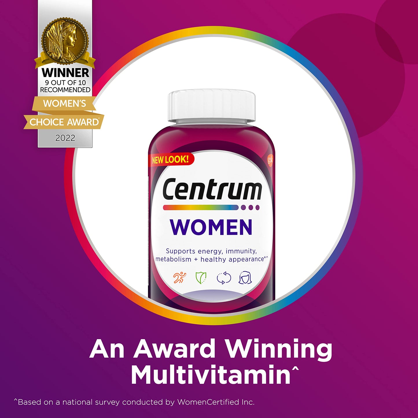 Pre-Order | Arrives in 5–10 Days – Centrum Multivitamin for Women, Multivitamin/Multimineral Supplement with Iron, Vitamin D3, B Vitamins and Antioxidant Vitamins C and E, Gluten Free, Non-GMO Ingredients - 250 Count