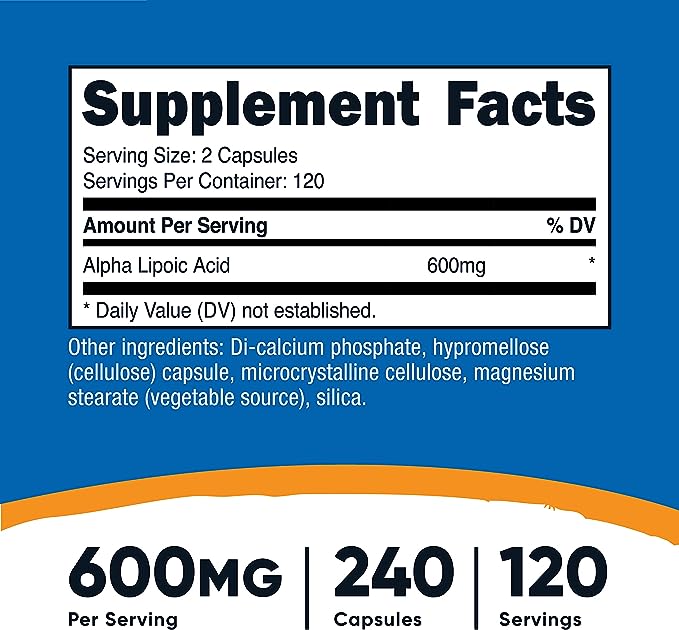Pre-Order | Arrives in 5–10 Days – 
Nutricost Alpha Lipoic Acid 600mg Per Serving, 240 Capsules - Gluten Free, Vegetarian Capsules, Soy Free & Non-GMO