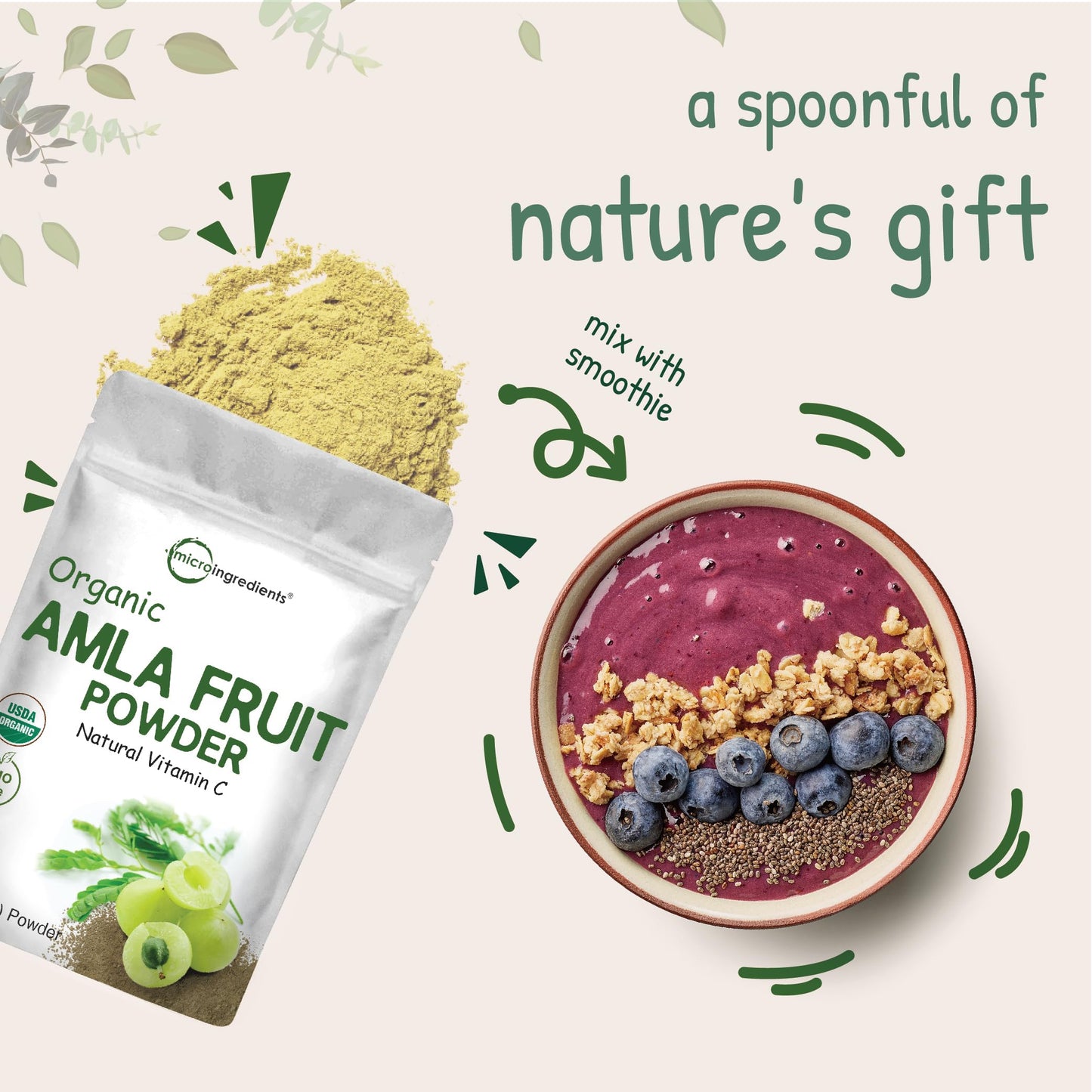 Pre-Order | Arrives in 5–10 Days – Micro Ingredients Organic Amla Powder (Amalaki) | 32oz, India Origin Gooseberry Powder | Rich in Vitamin C, Antioxidants, Supports Immune, Digestive & Skin Health, Non-GMO, Vegan & Keto Friendly