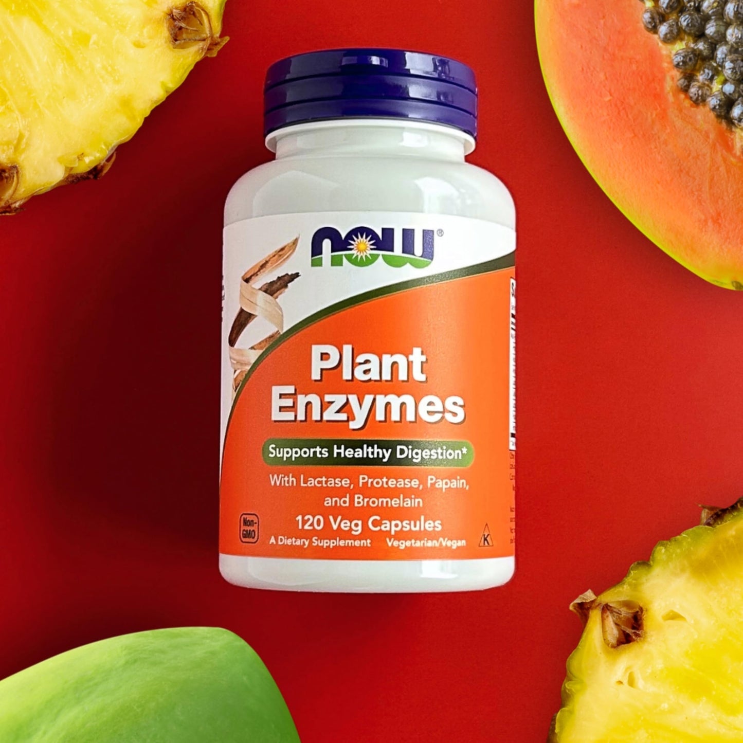 Pre-Order | Arrives in 5–10 Days – NOW Foods Supplements, Plant Enzymes with Lactase, Protease, Papain and Bromelain, 120 Veg Capsules