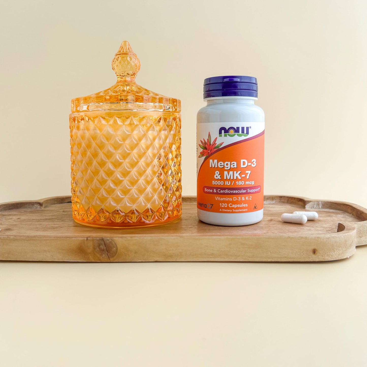 Pre-Order | Arrives in 5–10 Days – NOW Supplements, Mega D-3 & MK-7, 5000 IU / 180 mcg, Bone & Cardiovascular Support*, Vitamins K-3 & K-2, 120 Capsules