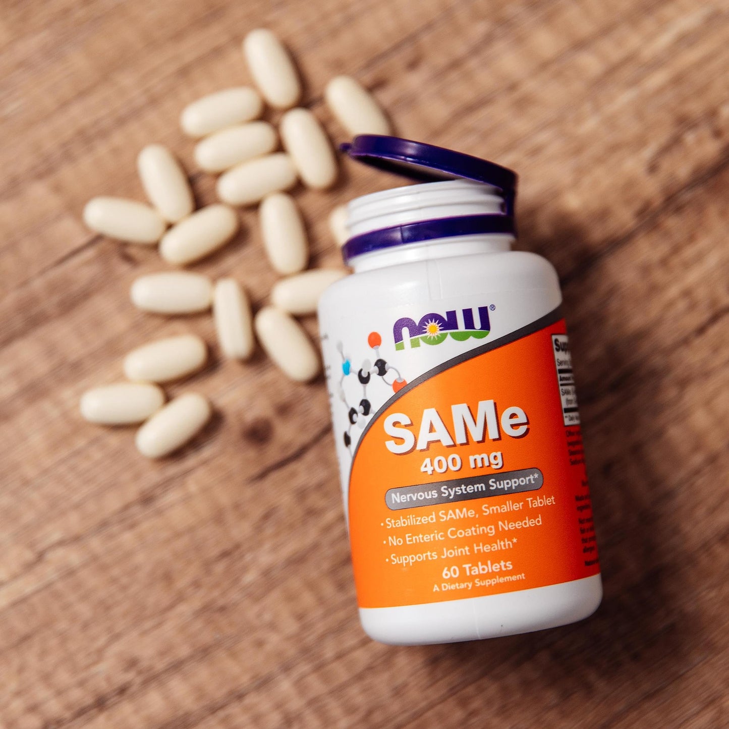 Pre-Order | Arrives in 5–10 Days – NOW Foods Supplements, SAMe (S-Adenosyl-L-Methionine) 400 mg, Nervous System Support*, 60 Tablets