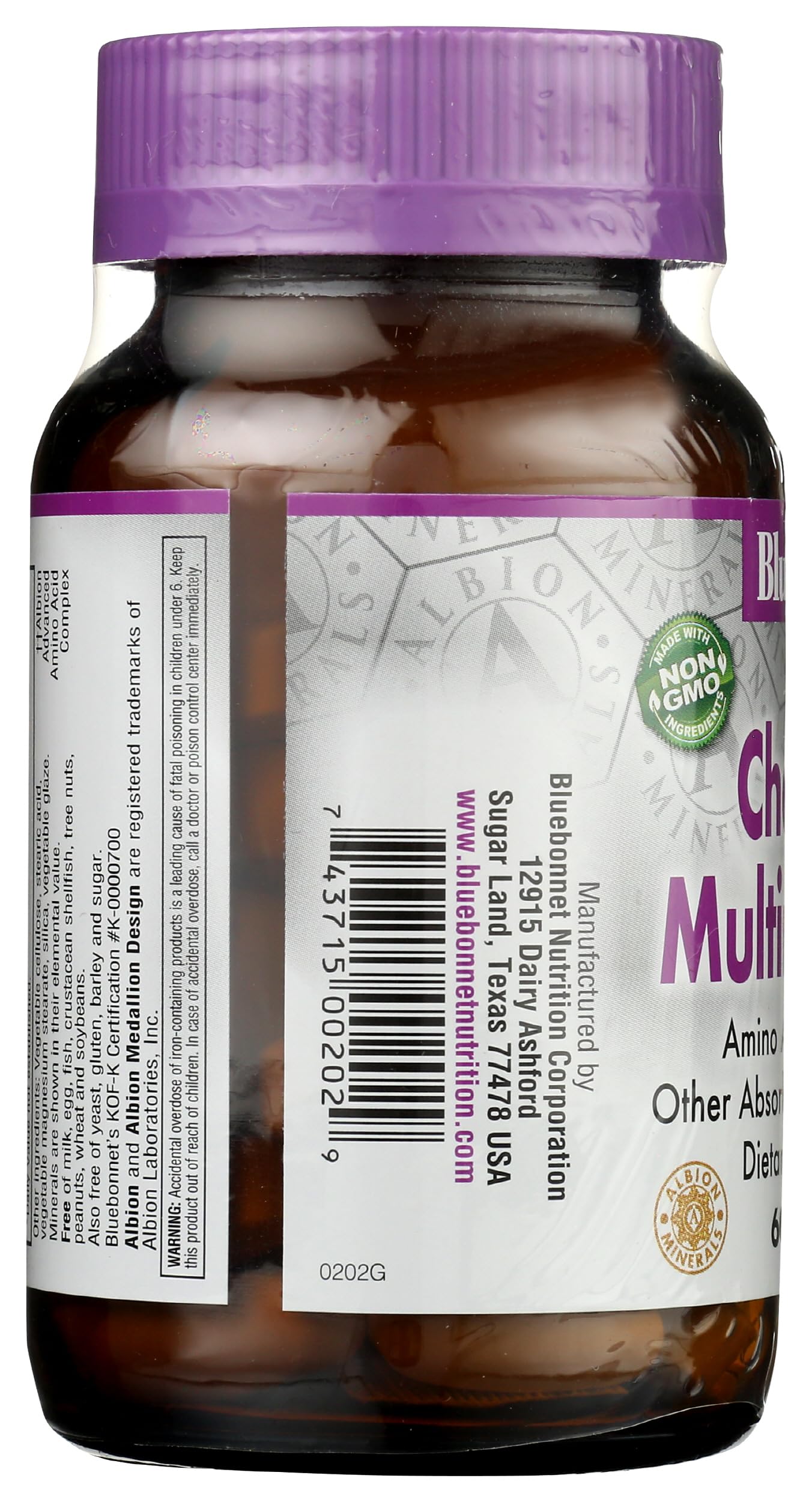 Pre-Order | Arrives in 5–10 Days – Bluebonnet Nutrition High Potency Chelated Multiminerals, Albion Chelated Minerals, Soy-Free, Gluten-Free, Non-GMO, Kosher Certified, Dairy-Free, 60 Caplets, 20 Servings