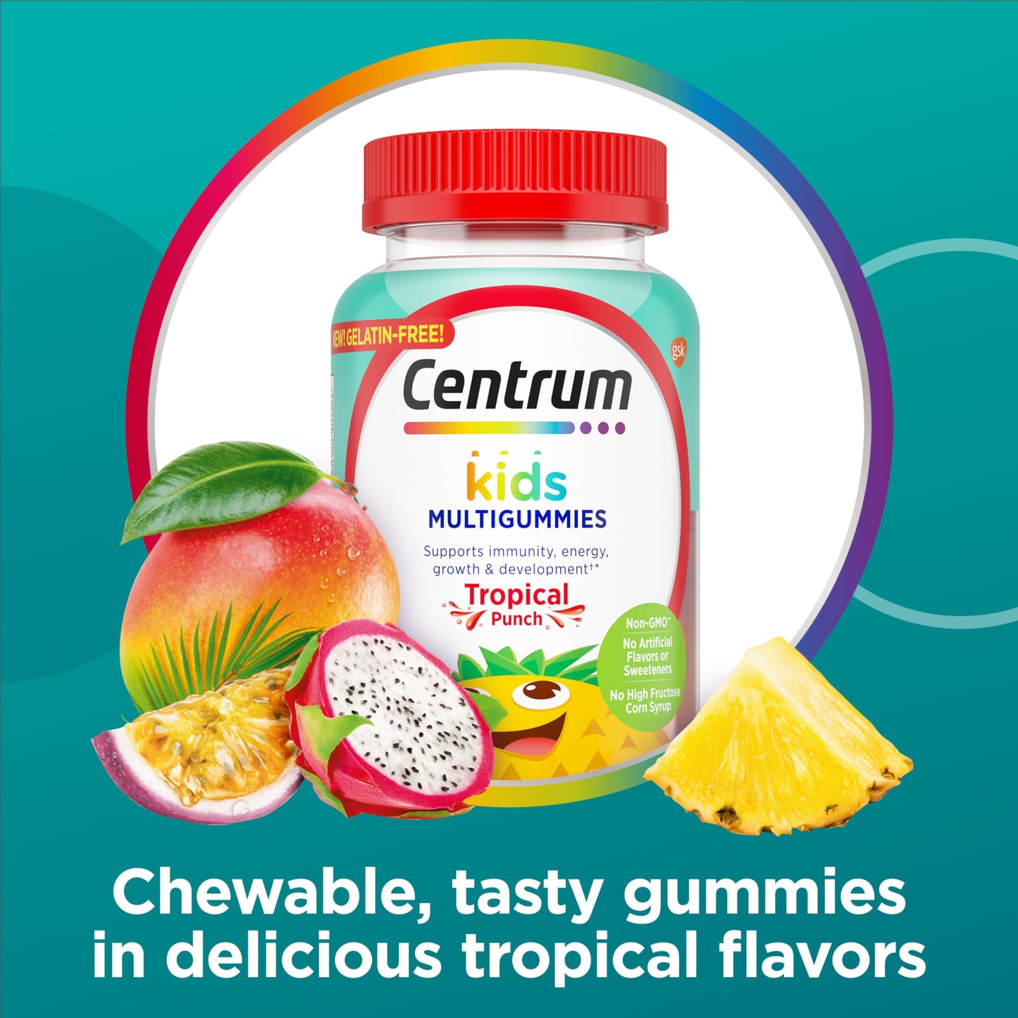 Pre-Order | Arrives in 5–10 Days – Centrum Kids Multivitamin Gummies, Tropical Punch Flavor Made With Natural Flavors, Stocking Stuffer, 150 Count, 150 Day Supply
