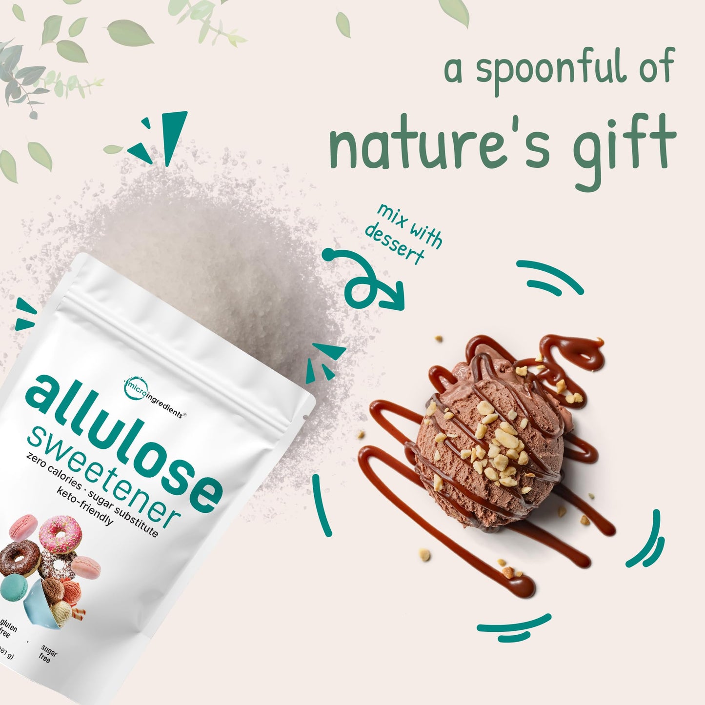 Pre-Order | Arrives in 5–10 Days – Allulose Sweetener, 3 Pounds (48 Ounces), Zero Calorie, Plant Based Sugar Alternative, No After Taste, Best for Coffee, Drinks, Tea, Cooking and Baking, Keto Diet and Vegan Friendly