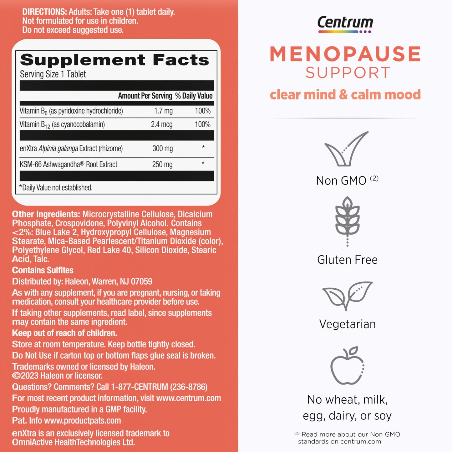 Pre-Order | Arrives in 5–10 Days – Centrum Clear Mind and Calm Mood Menopause Support Tablets, with Clinically Studied enXtra, 30 Count