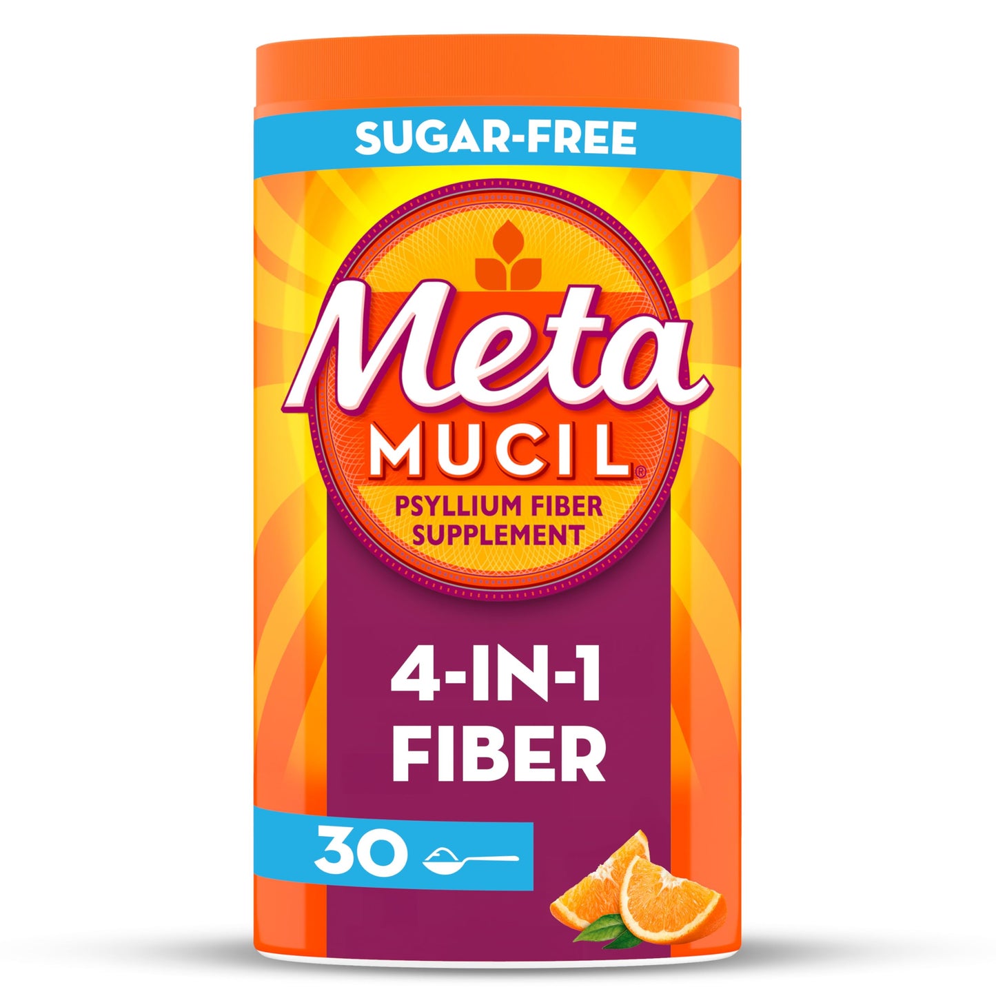Pre-Order | Arrives in 5–10 Days – Metamucil 4 in 1 Daily Fiber Supplement Powder, Fiber Powder for Digestive Health and Regularity*, Sugar-Free, Orange, Naturally Sourced Psyllium Fiber, 30 teaspoons