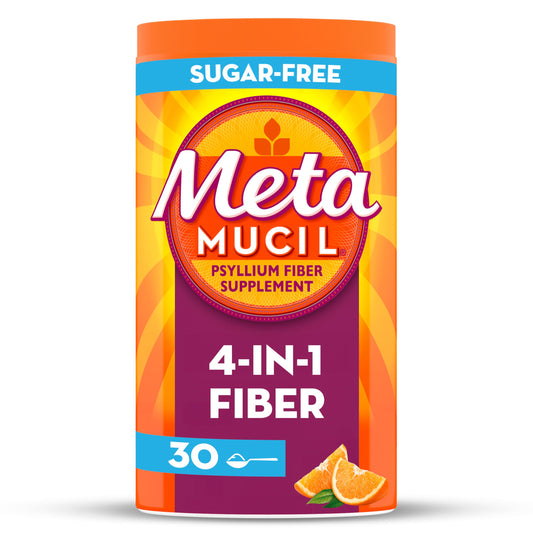 Pre-Order | Arrives in 5–10 Days – Metamucil 4 in 1 Daily Fiber Supplement Powder, Fiber Powder for Digestive Health and Regularity*, Sugar-Free, Orange, Naturally Sourced Psyllium Fiber, 30 teaspoons