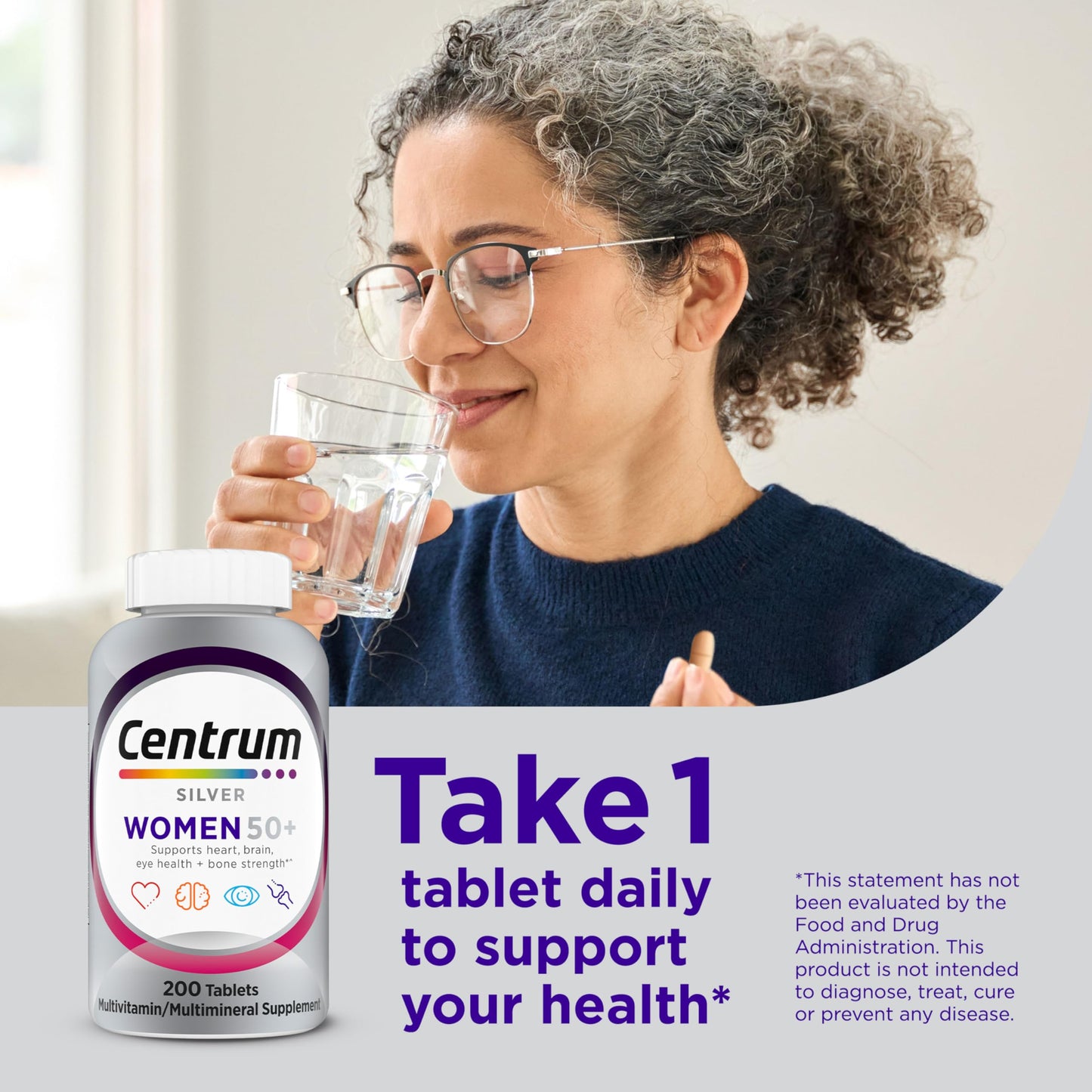 Pre-Order | Arrives in 5–10 Days – Centrum Silver Women's Multivitamin for Women 50 Plus, Multivitamin/Multimineral Supplement with Vitamin D3, B Vitamins, Non-GMO Ingredients, Supports Memory and Cognition in Older Adults - 200 Ct