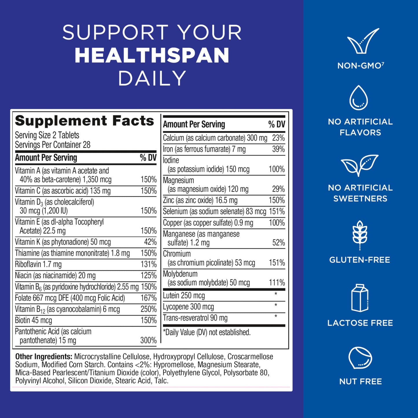 Pre-Order | Arrives in 5–10 Days – 
Centrum Age Defy for Men - High-Potency Multivitamin and Healthy Aging Supplement - Multivitamin Blend with Resveratrol, and Niacin for NAD+ Level Support - Aluminum Bottle, 56 Tablets