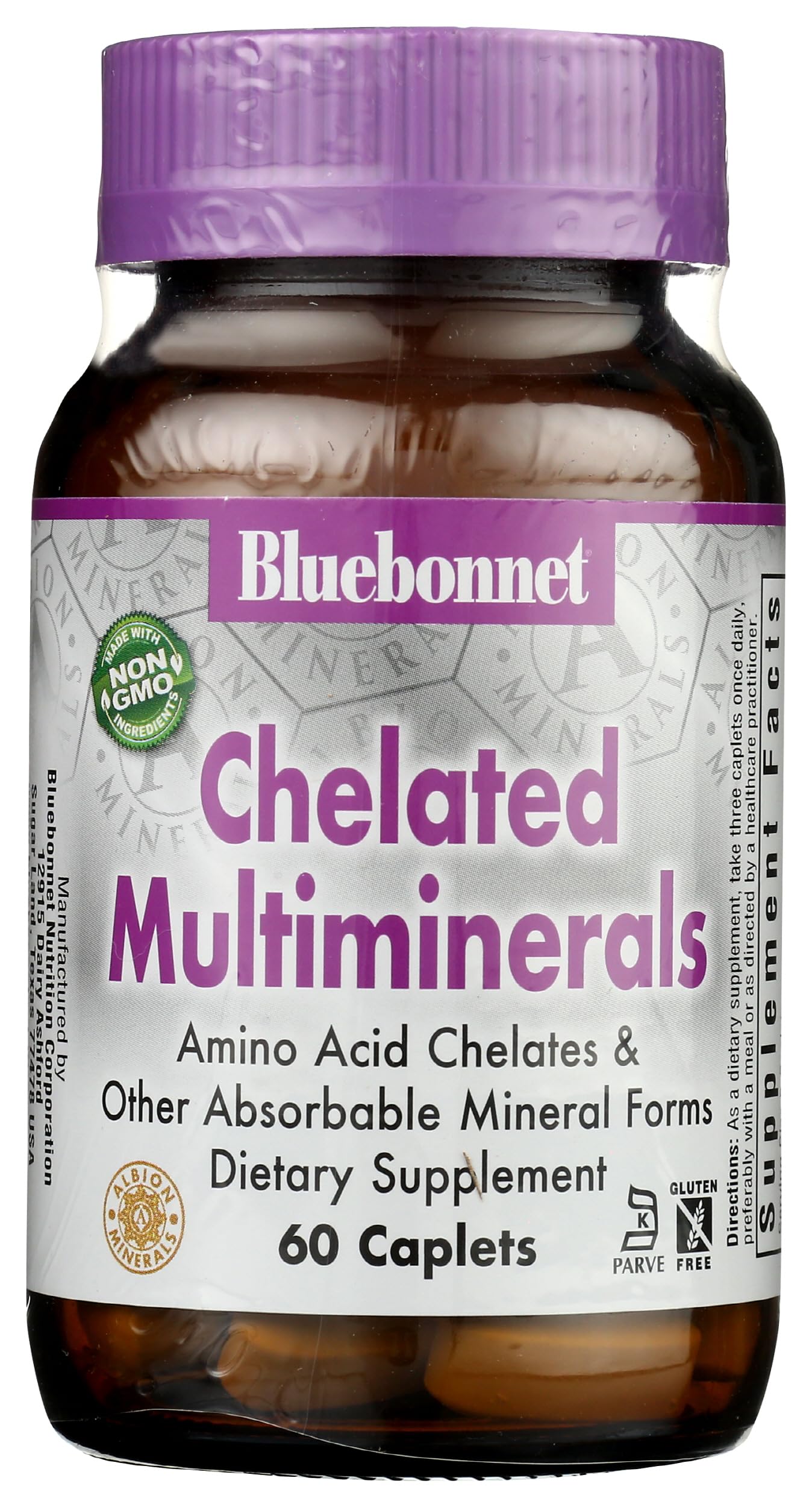 Pre-Order | Arrives in 5–10 Days – Bluebonnet Nutrition High Potency Chelated Multiminerals, Albion Chelated Minerals, Soy-Free, Gluten-Free, Non-GMO, Kosher Certified, Dairy-Free, 60 Caplets, 20 Servings
