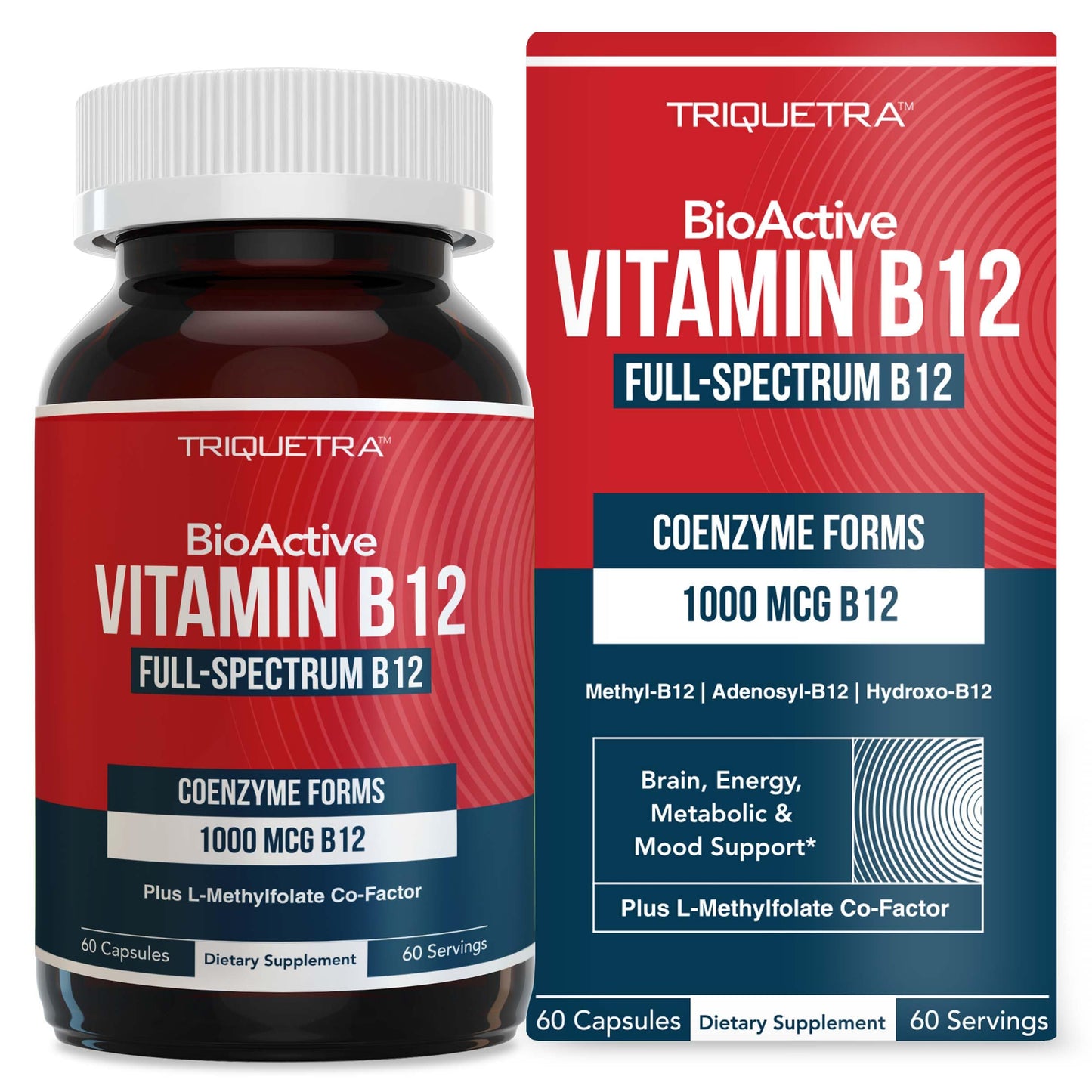 Pre-Order | Arrives in 5–10 Days – 
BioActive Vitamin B12 1000 mcg | All 3 BioActive Forms B12 Plus Methylfolate Cofactor - Methyl B12, Adenosyl B12 & Hydroxy B12 | Supports Energy, B12 Levels & Mood | Vegan, Non-GMO (60 Servings)