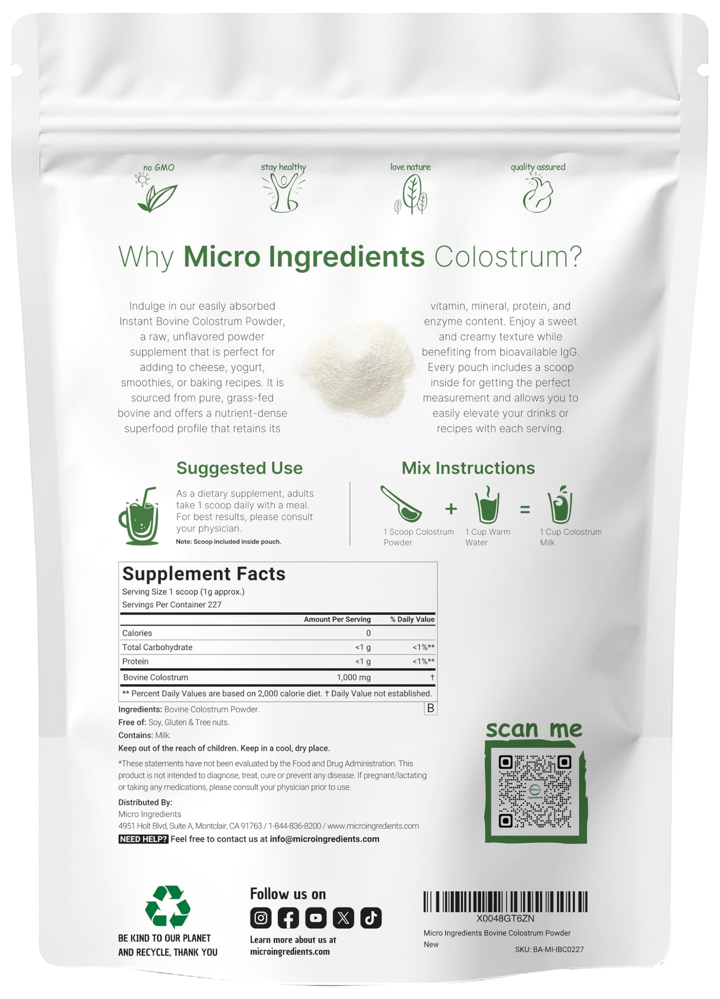 Pre-Order | Arrives in 5–10 Days – Instant Freeze-Dried Bovine Colostrum Powder, 8oz (227 Servings) | Premium Mother’s First Milk | Natural IgG & IgA | Grass-Fed Source | Immune Support & Gut Health Superfood | Unflavored, Non-GMO, Gluten Free