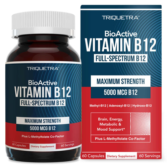 Pre-Order | Arrives in 5–10 Days – 
BioActive Vitamin B12 - 5000 mcg, Contains 3 BioActive Forms B12 Plus Methylfolate Cofactor - Methyl B12, Adenosyl B12 & Hydroxy B12 | Supports Energy, Metabolism & Mood | Vegan, Non-GMO (60 Servings)