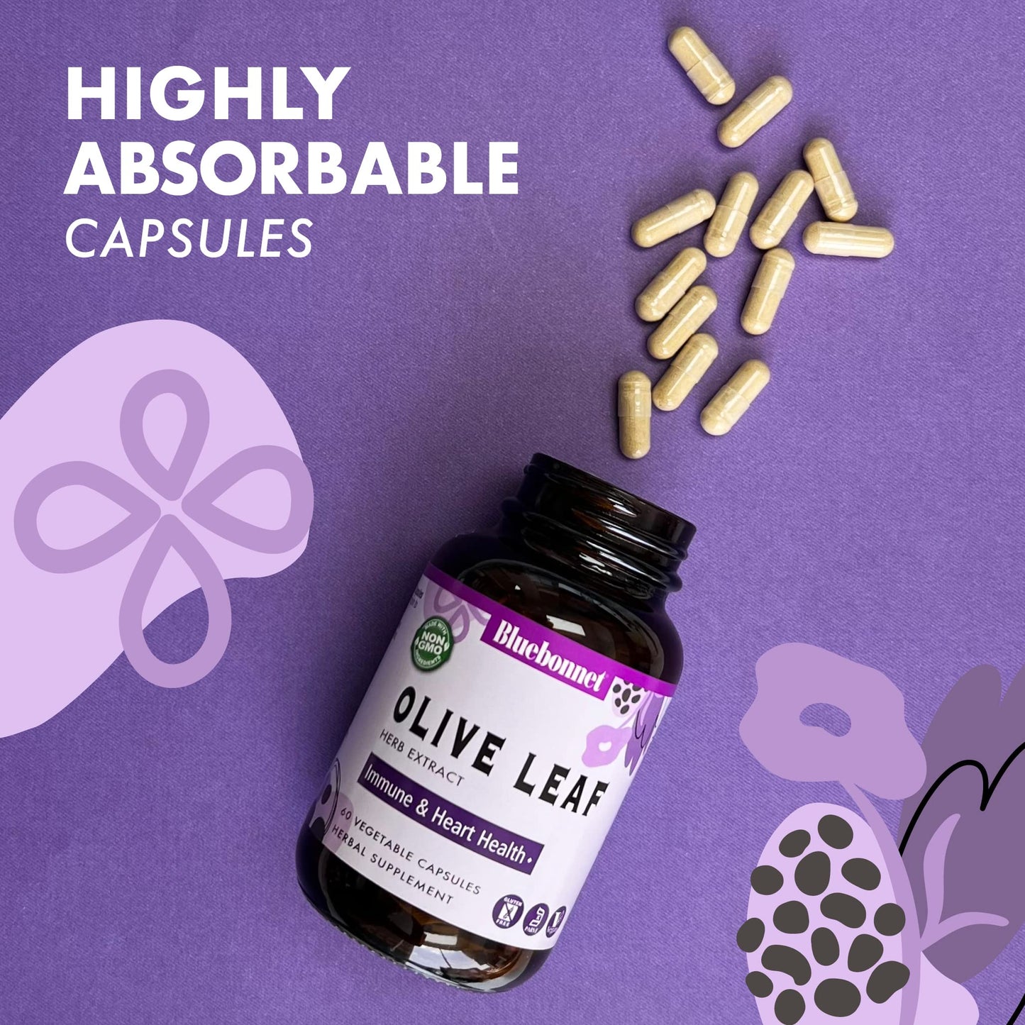 Pre-Order | Arrives in 5–10 Days – Bluebonnet Nutrition Standardized Olive Leaf Herb Extract, 60 Count