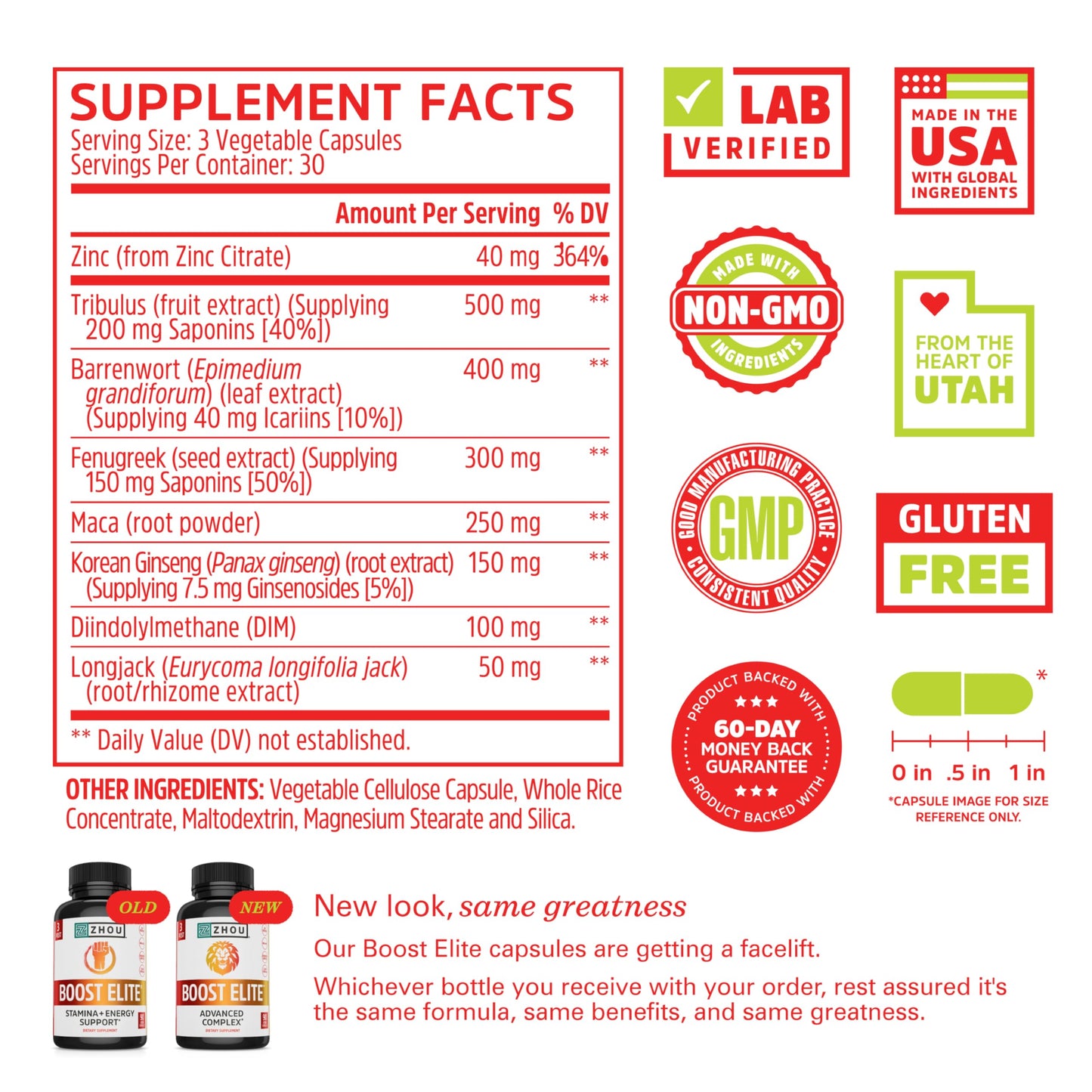 Pre-Order | Arrives in 5–10 Days – Zhou Boost Elite - Energy Supplement, Natural Muscle Support Pills for Men with Tribulus, Fenugreek, Ginseng, and Maca - 90 Veggie Capsules