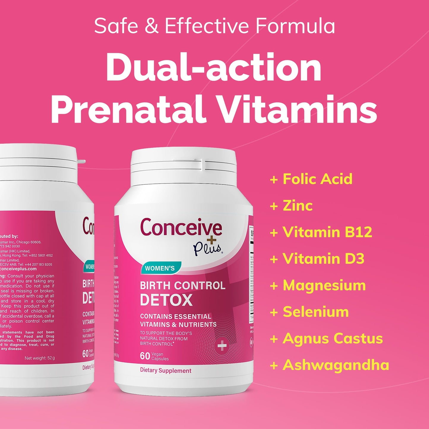 Pre-Order | Arrives in 5–10 Days – CONCEIVE PLUS Birth Control Detox Supplement - Prenatal Vitamins Best for Women - Support Hormone Balance & Ovarian Health - Essential for Women Trying to Conceive - Dietary Supplements - 60 Capsules