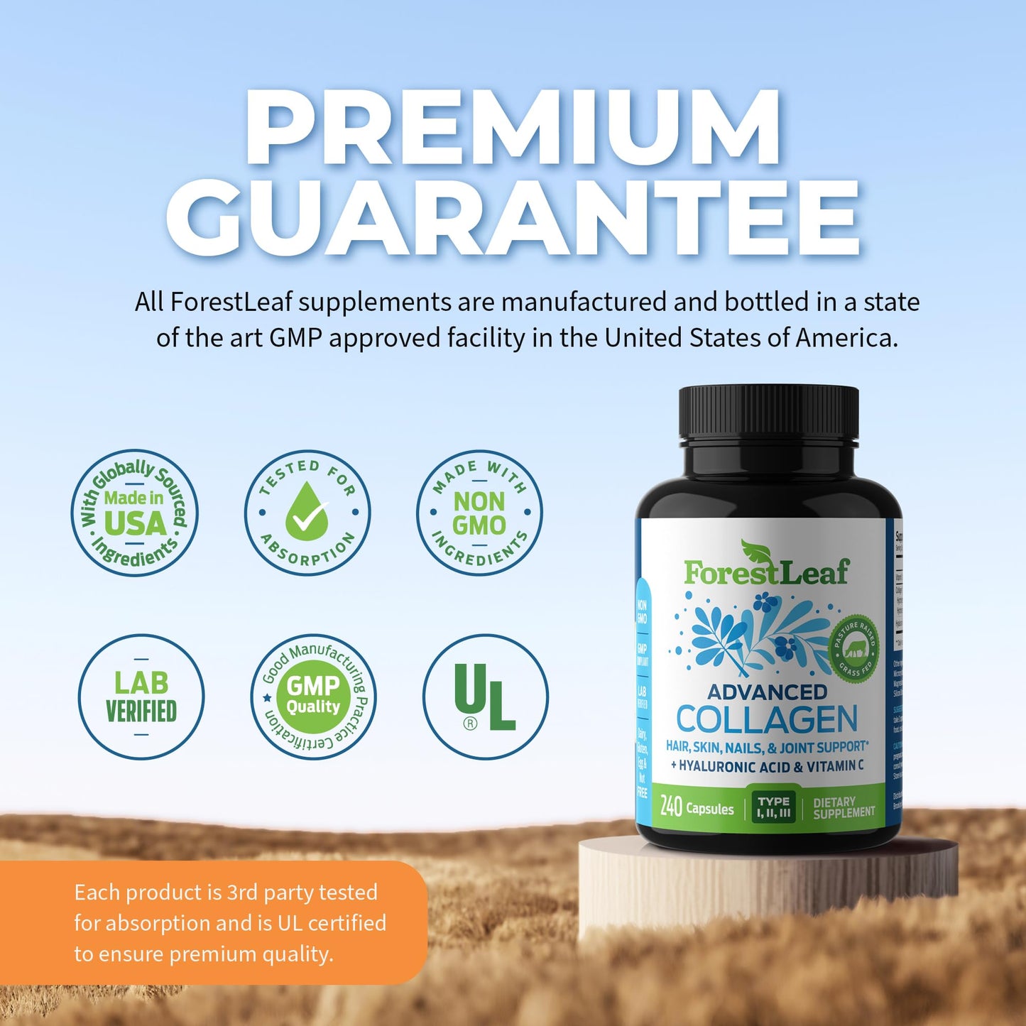 Pre-Order | Arrives in 5–10 Days – ForestLeaf Multi Collagen Pills - Collagen Men & Collagen Women - Hydrolyzed Collagen Supplements with Vitamin C & Hyaluronic Acid - Collagen Capsules for Hair, Skin & Nails (240 Peptide Capsules)