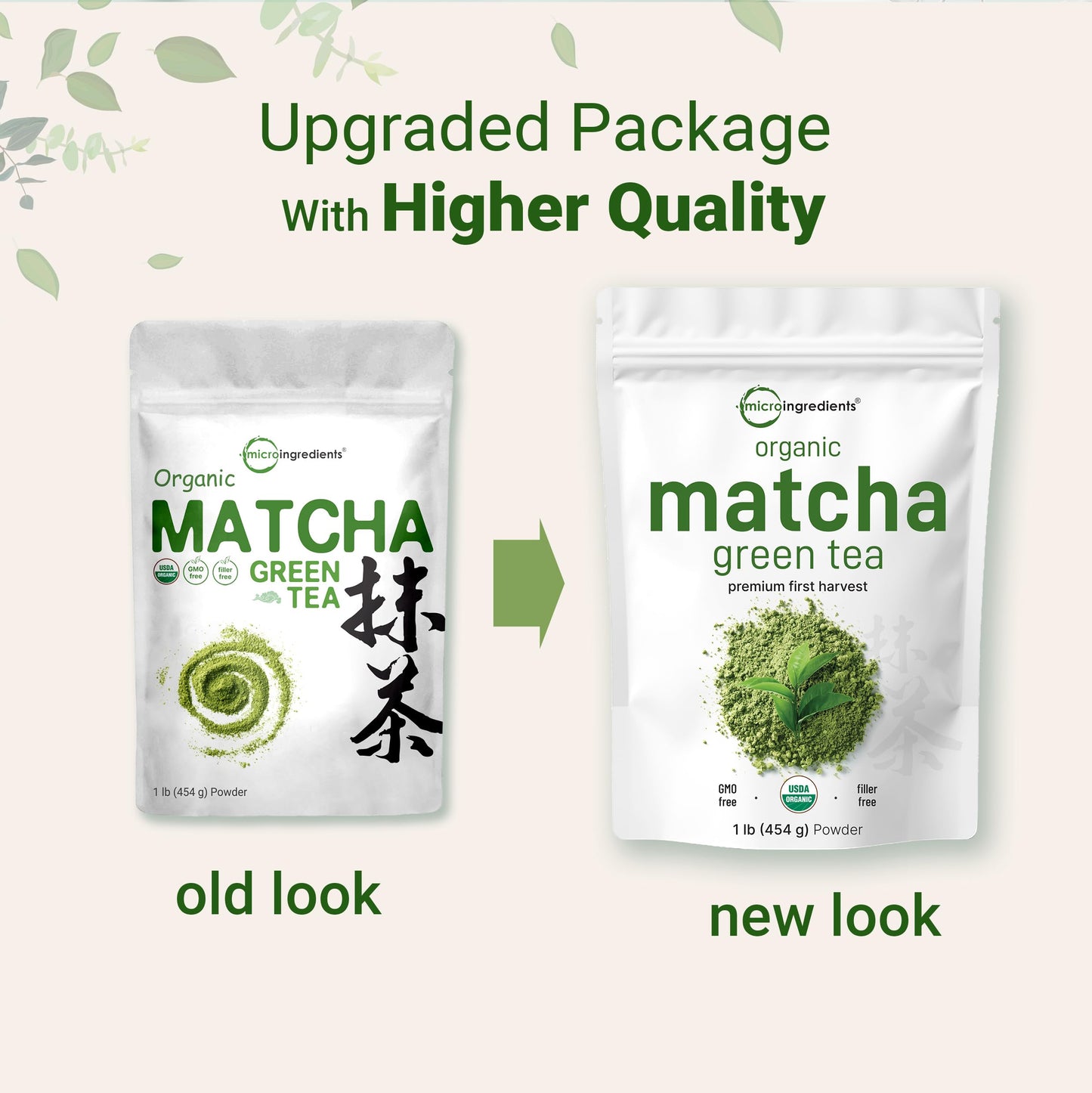 Pre-Order | Arrives in 5–10 Days – Micro Ingredients Organic Matcha Green Tea Powder, 1lb | Premium First Harvest Japanese for Daily Beverage | 100% Pure Culinary Grade | No Sugar, Eco-Friendly Recyclable Bags