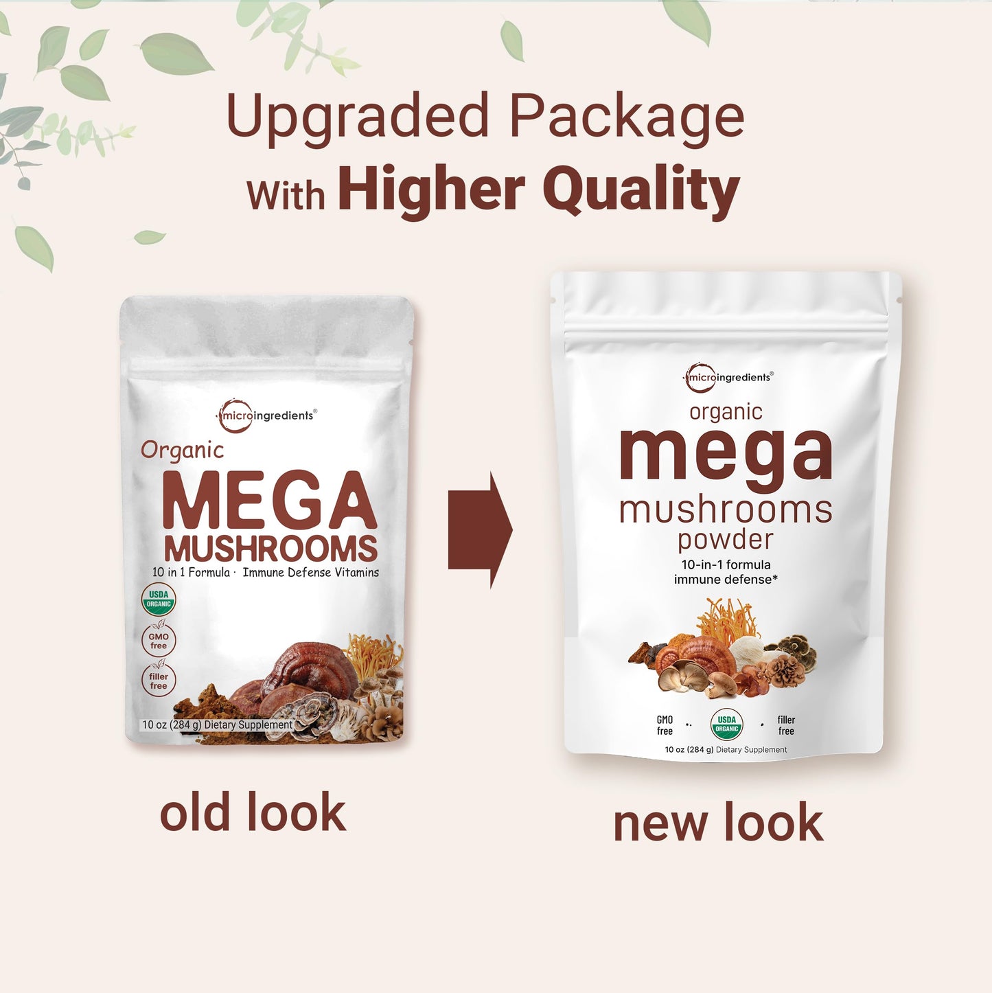 Pre-Order | Arrives in 5–10 Days – Micro Ingredients Organic Mega Mushroom 10 in 1 Complex Formula Powder for Immune System Booster, 10 Ounce (284 Days Supply), Chaga, Lions Mane, Cordyceps, Reishi & More, Filler Free, Vegan