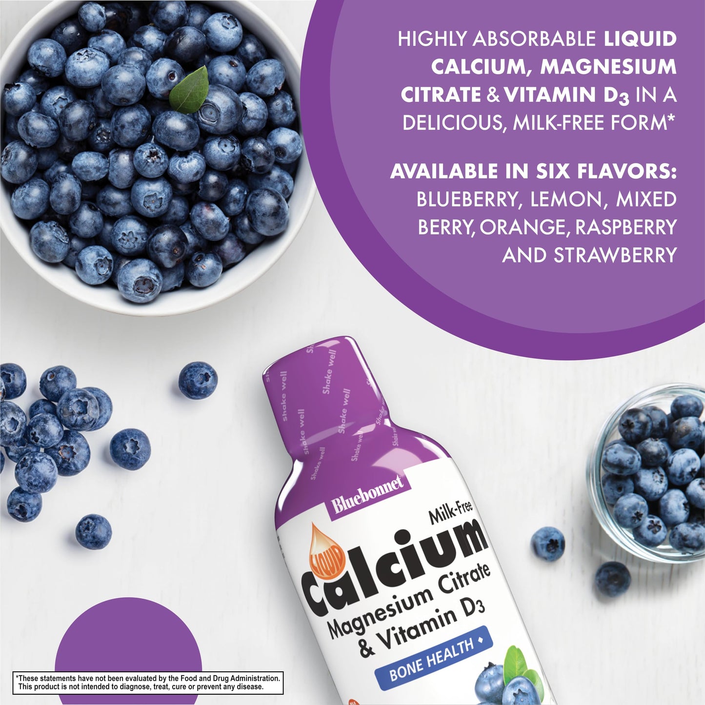 Pre-Order | Arrives in 5–10 Days – Bluebonnet Nutrition Liquid Calcium Citrate Magnesium Citrate, Vitamin D3, Bone Health, Gluten Free, Soy free, milk free, kosher,32 Servings, Blueberry Flavor, 16 Fl Oz (Pack of 1)