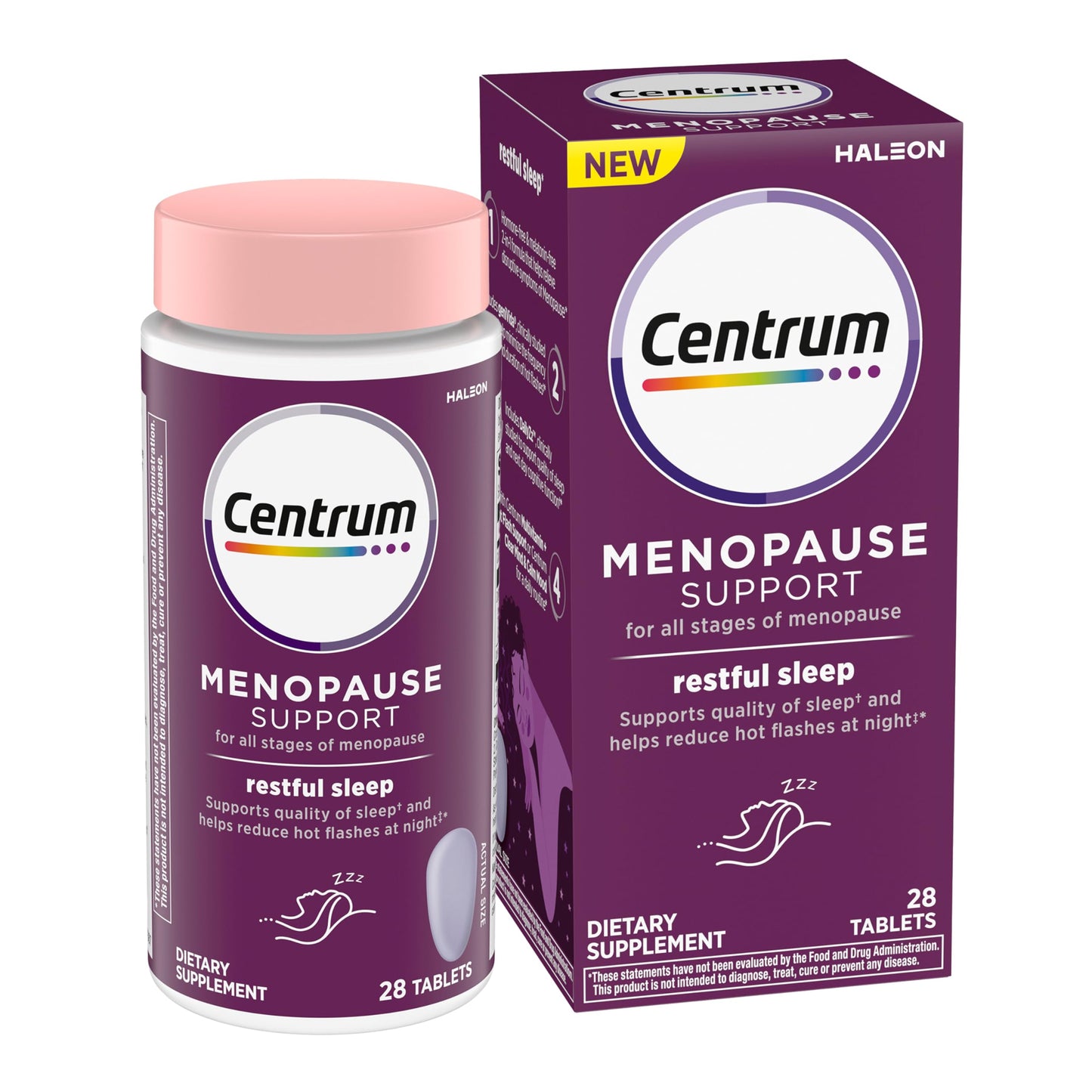 Pre-Order | Arrives in 5–10 Days – Centrum Restful Sleep Menopause Support Tablets, Supplement with Clinically Studied DailyZz and geniVida, 28 Count