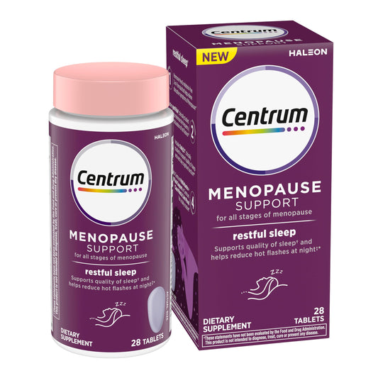 Pre-Order | Arrives in 5–10 Days – Centrum Restful Sleep Menopause Support Tablets, Supplement with Clinically Studied DailyZz and geniVida, 28 Count