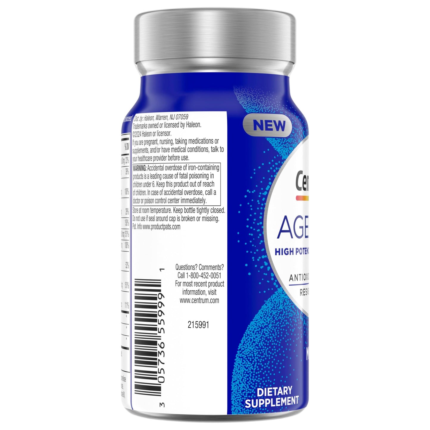 Pre-Order | Arrives in 5–10 Days – 
Centrum Age Defy for Men - High-Potency Multivitamin and Healthy Aging Supplement - Multivitamin Blend with Resveratrol, and Niacin for NAD+ Level Support - Aluminum Bottle, 56 Tablets