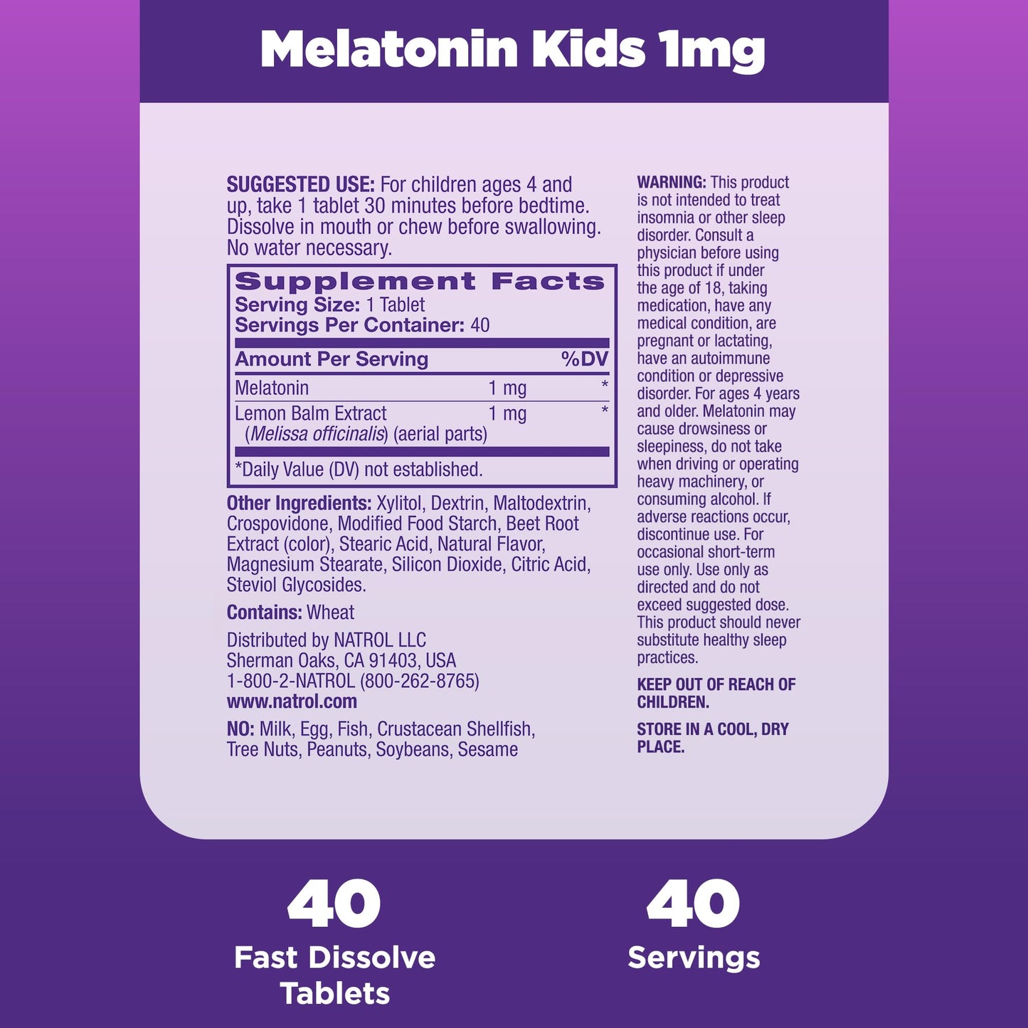 Pre-Order | Arrives in 5–10 Days – Natrol Kids Fast Dissolve Melatonin 1 mg, Dietary Supplement for Restful Sleep, Sleep Tablets for Kids, 40 Strawberry-Flavored Melatonin Tablets, 40 Day Supply