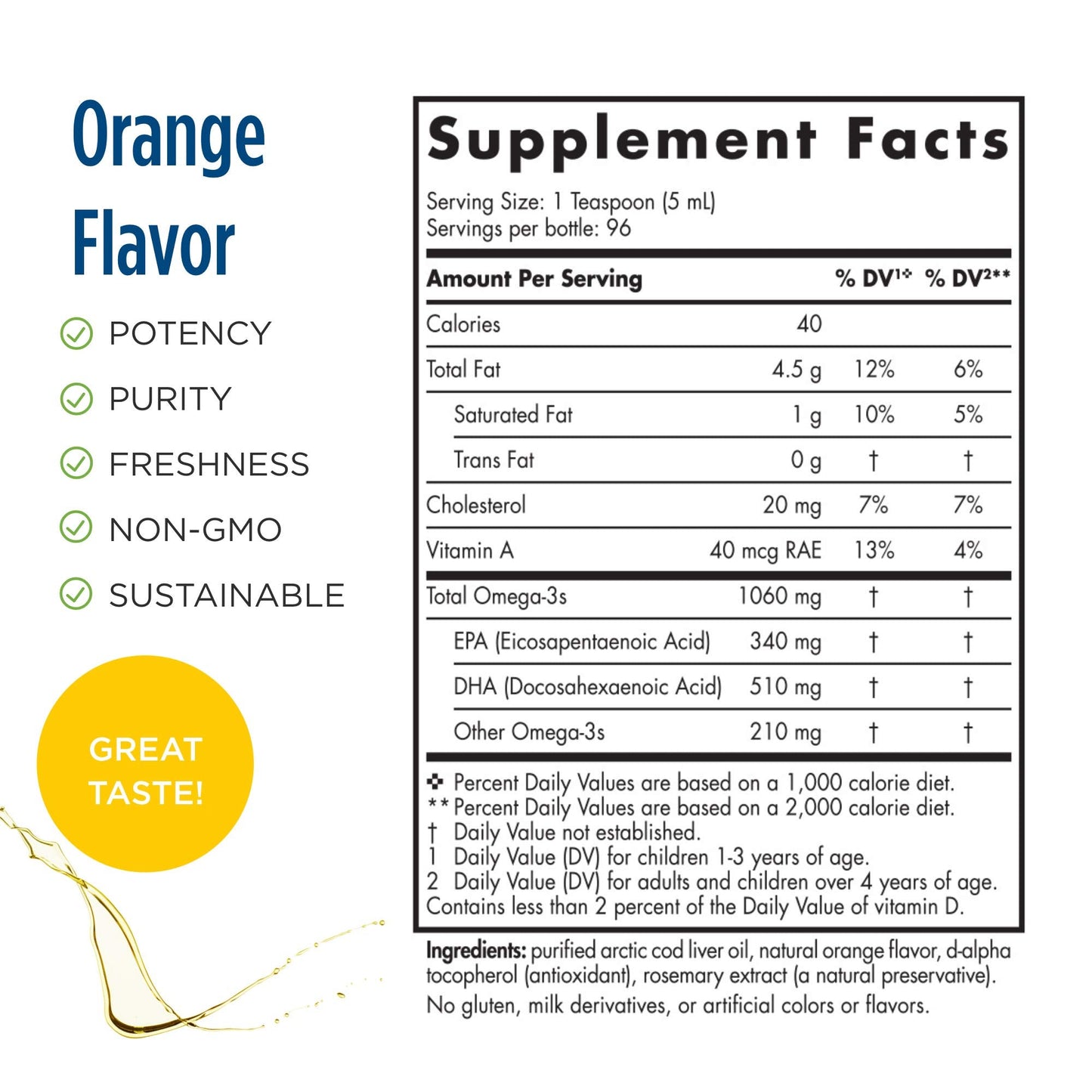 Pre-Order | Arrives in 5–10 Days – Nordic Naturals Pro Arctic Cod Liver Oil, Orange - 16 oz - 1060 mg Total Omega-3s with EPA & DHA - Heart & Brain Health, Healthy Immunity, Overall Wellness - Non-GMO - 96 Servings