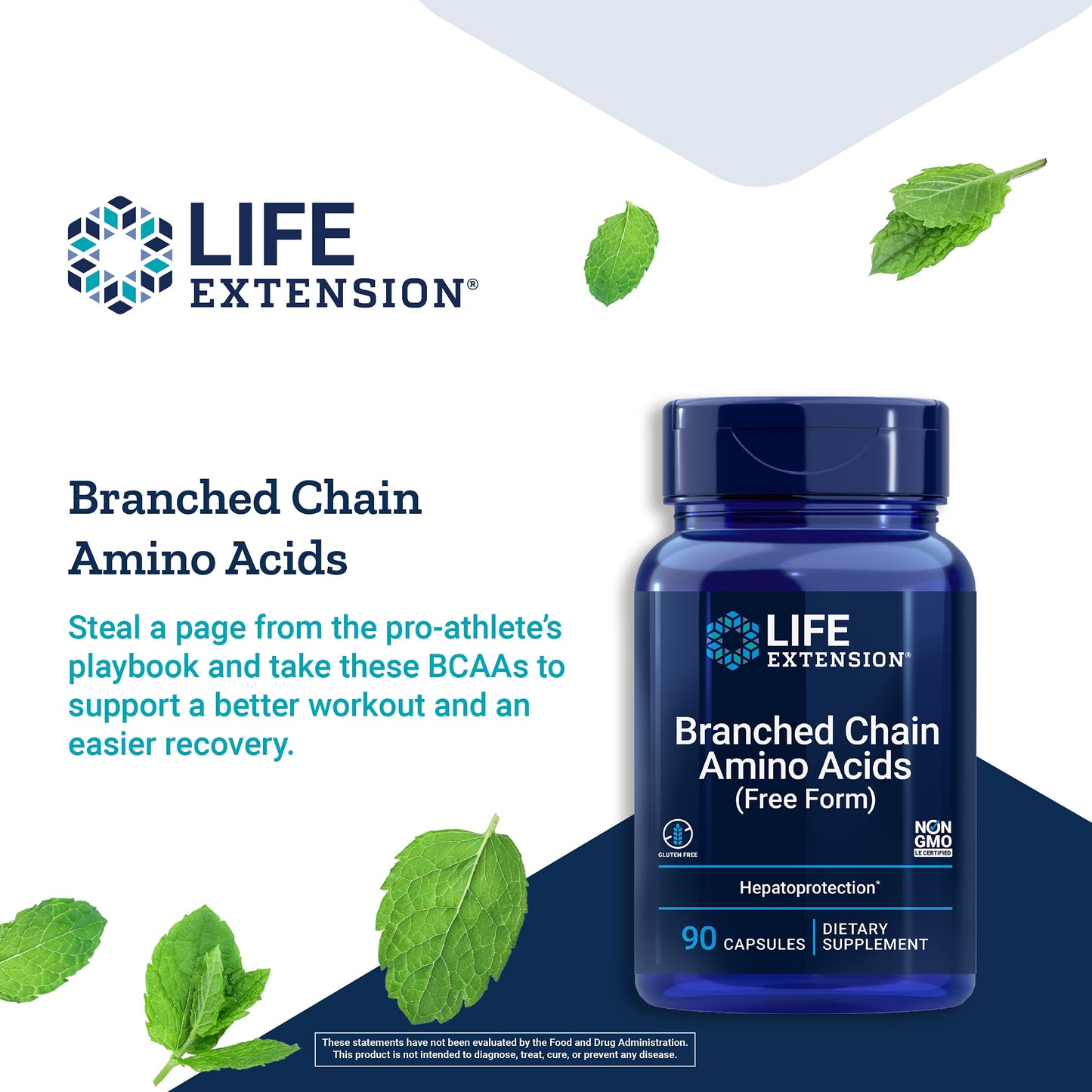 Pre-Order | Arrives in 5–10 Days – Life Extension Branched Chain Amino Acids (BCAAs), leucine, isoleucine, valine, Promotes Muscle Recovery After Exercise, Gluten-Free, Non-GMO, 90 Capsules
