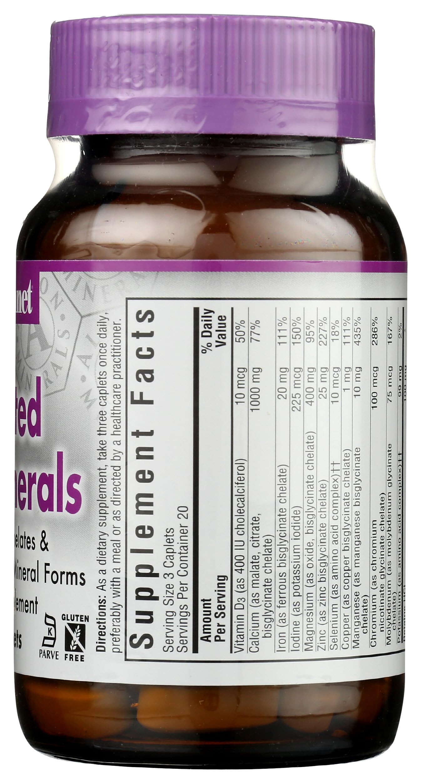 Pre-Order | Arrives in 5–10 Days – Bluebonnet Nutrition High Potency Chelated Multiminerals, Albion Chelated Minerals, Soy-Free, Gluten-Free, Non-GMO, Kosher Certified, Dairy-Free, 60 Caplets, 20 Servings