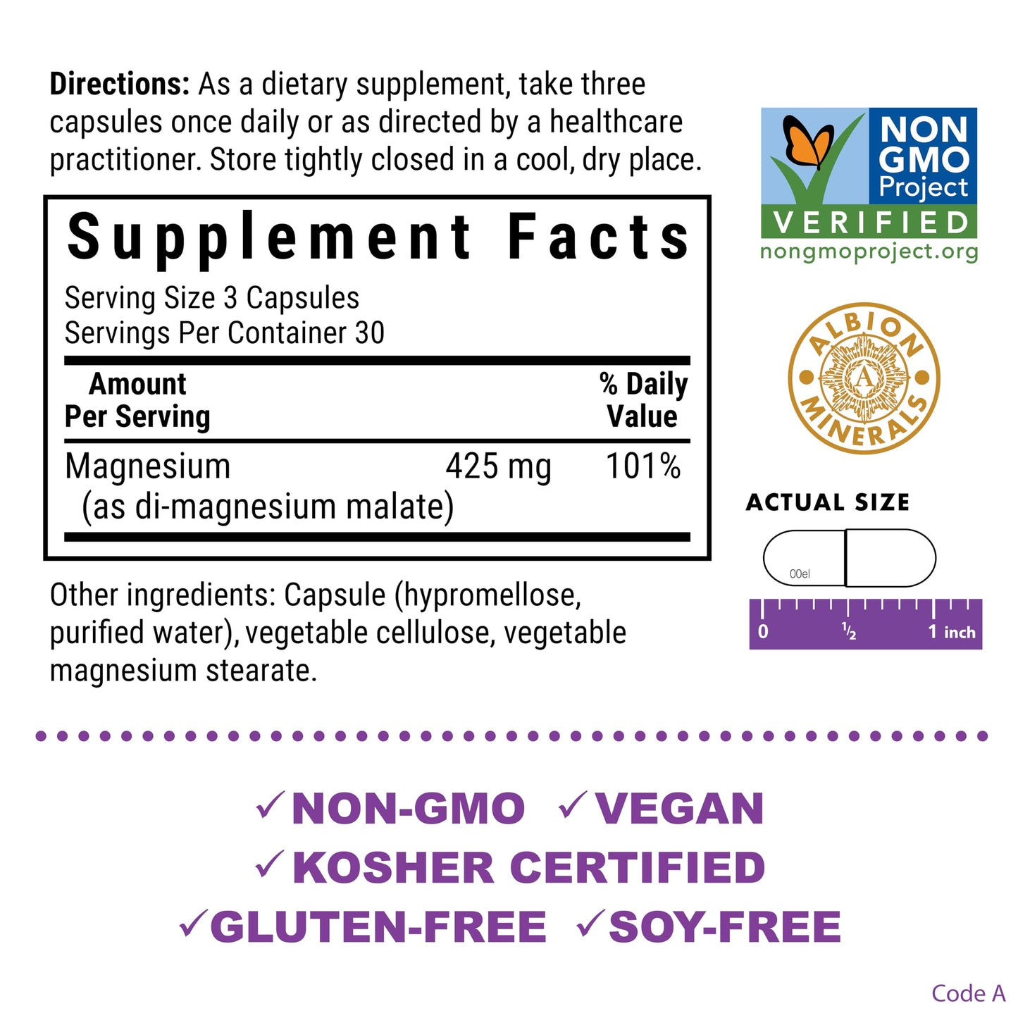 Pre-Order | Arrives in 5–10 Days – Bluebonnet Nutrition Magnesium Malate Vegetable Capsules - Supports Energy, Muscle & Joint Health - Non-GMO, Vegan, Kosher Certified, Gluten-Free, 90 Count